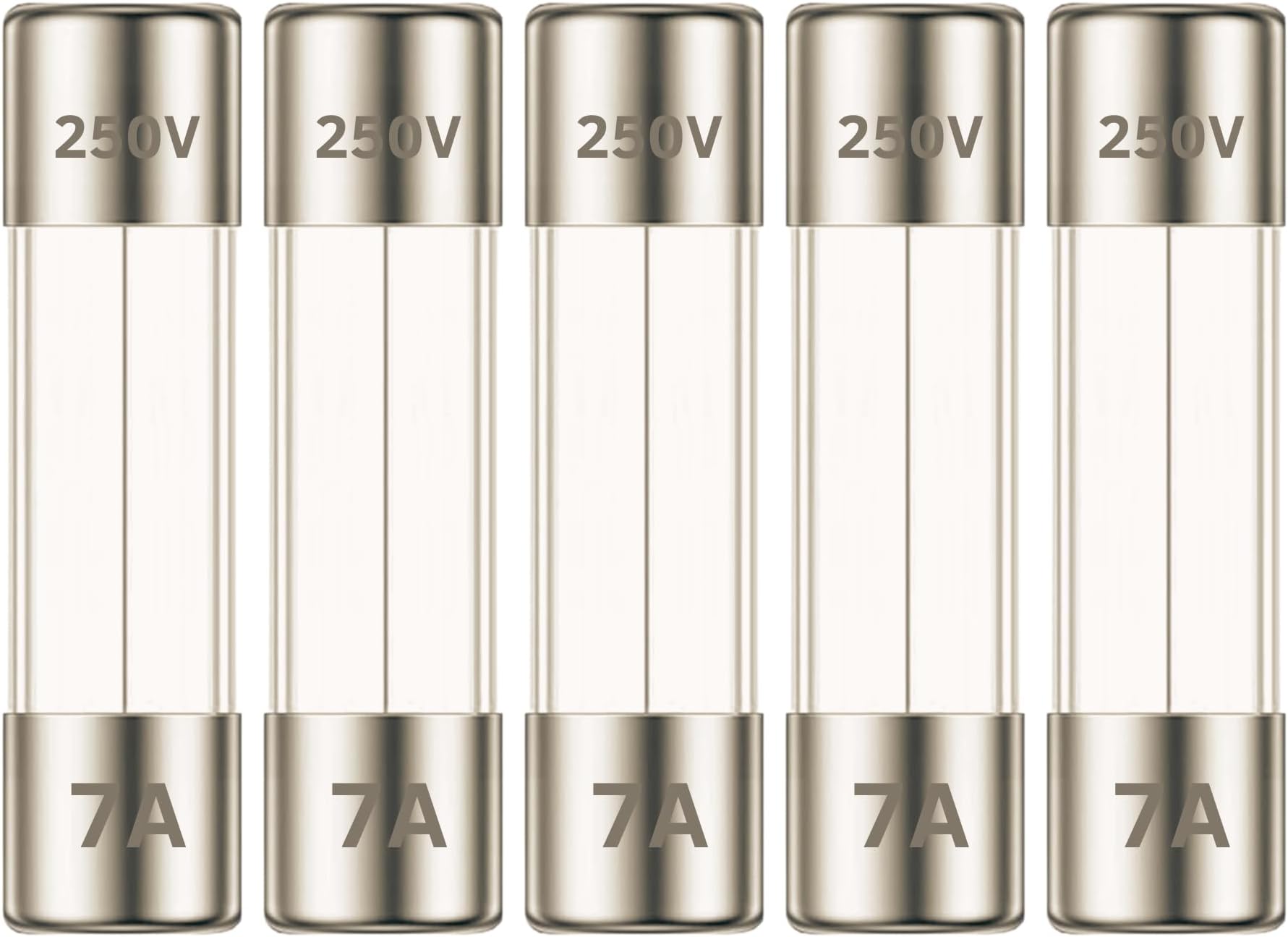 GMA 7 Amp 250V, 7A Fast-Blow (Fast Acting) Fuses, 5x20mm (0.20 x 0.79inches) GMA7A for Circuit Protection and Electronics, 5 Pack