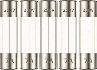 GMA 7 Amp 250V, 7A Fast-Blow (Fast Acting) Fuses, 5x20mm (0.20 x 0.79inches) GMA7A for Circuit Protection and Electronics, 5 Pack