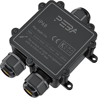 PEBA® Waterproof Junction Box IP68, 3-Way Outdoor Cable Connectors,Cable Box,Electrical Connectors, Waterproof Electrical Boxes Outdoor,Electrical Junction Box for 4-14mm Diameter Cable Y Form Black