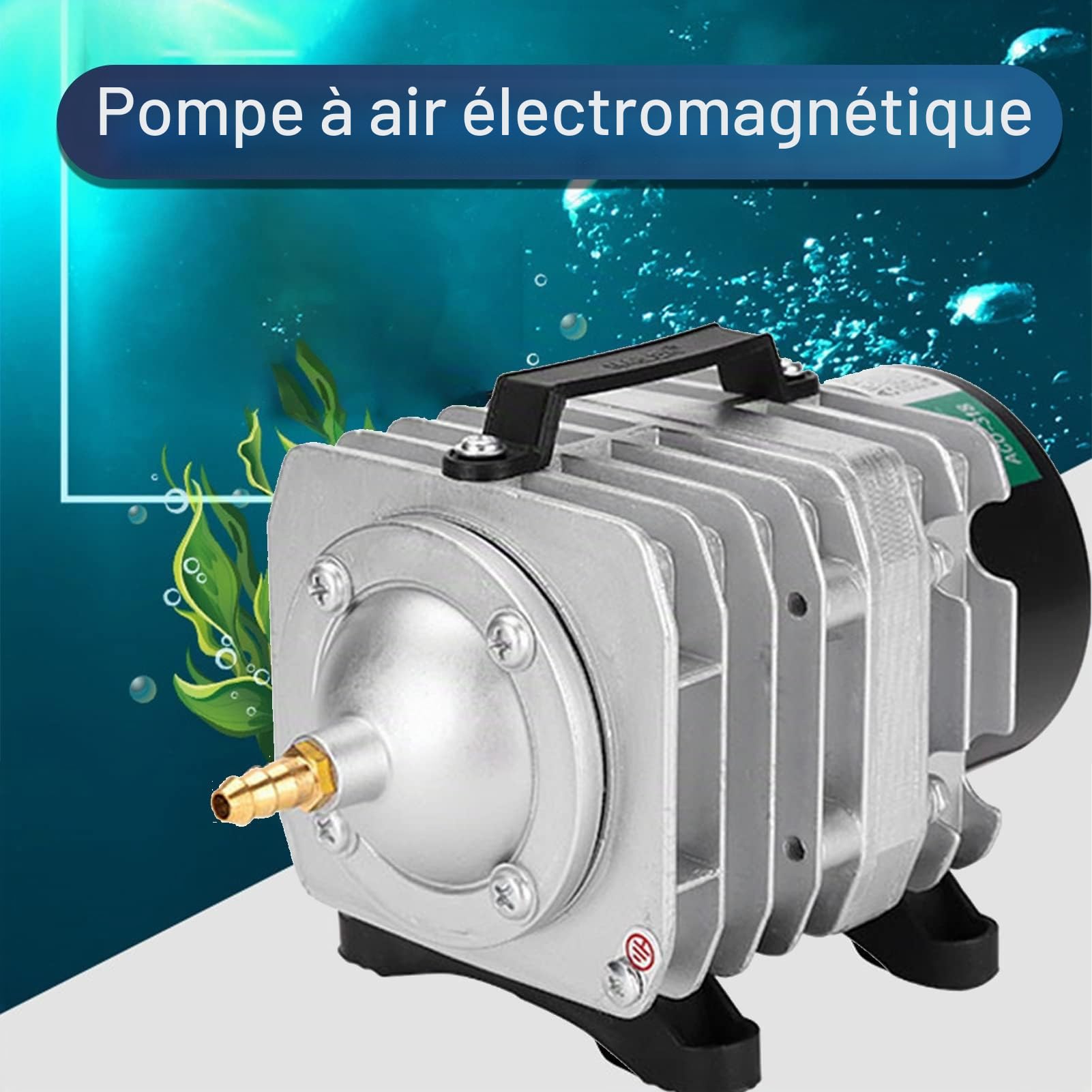 HAILEA ACO318 Compresseur d air Commercial 45W pour Aquarium Bassin Fontaine étang et hydroponie avec collecteur à 6 vannes Tuyau de 10m Anti-Retour Pierres