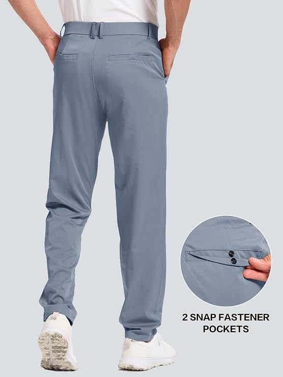 Men's Golf Pants Lightweight Work Dress Pants 30/32/34 Stretch Quick Dry Comfy Casual Trousers with Pockets