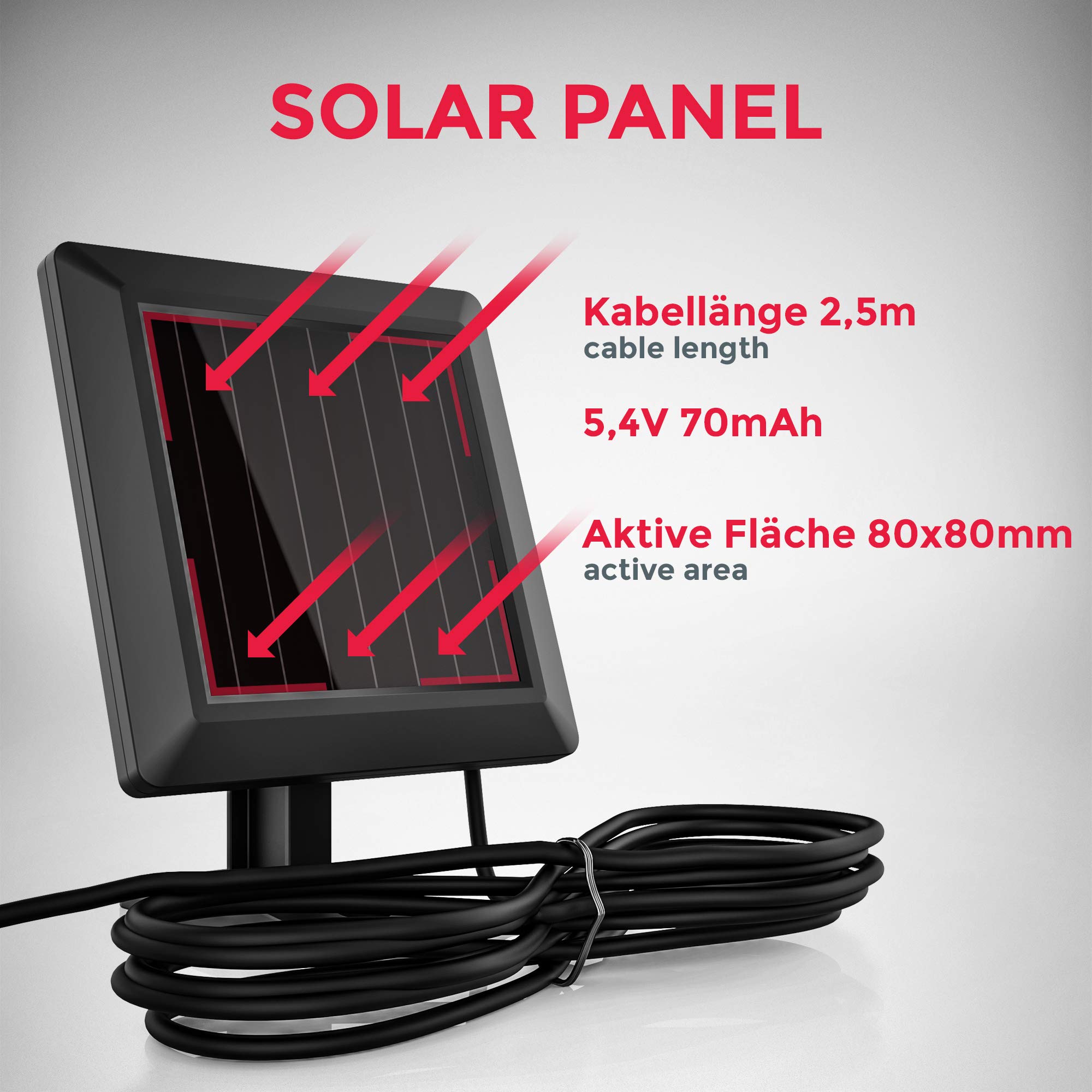 B.K.Licht Zewnętrzna lampa solarna LED IP44, czujnik ruchu PIR, projektor ścienny do domu, tarasu, balkonu, czarny, ochrona przed zachlapaniem, zimne białe światło 6500K