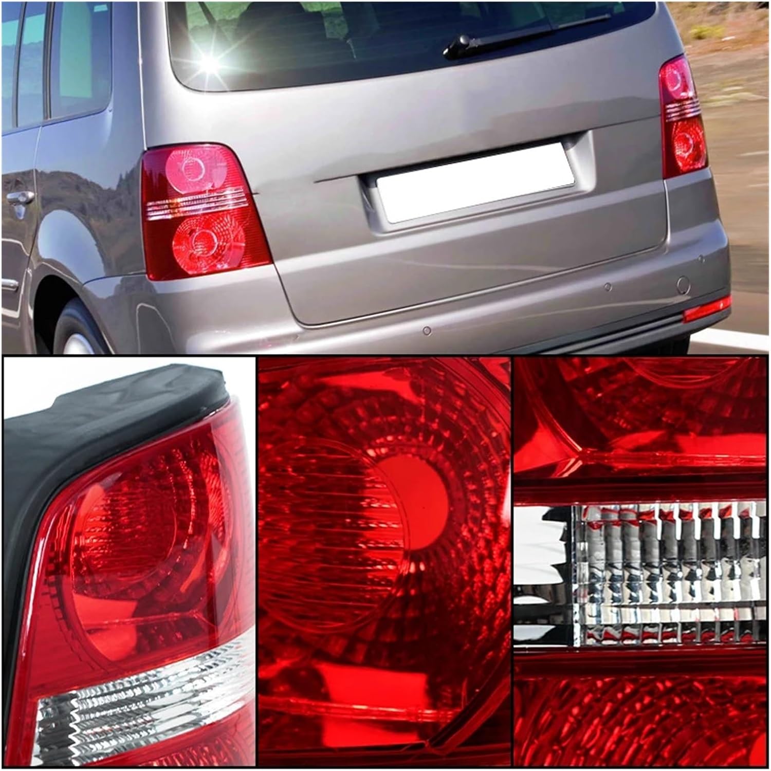 Car Rear Tail Light Tail Lamp Housing Cover Brake Light Cover Shell Compatible with VW Touran 2004 2005 2006 2007 Without Bulbs(Left)