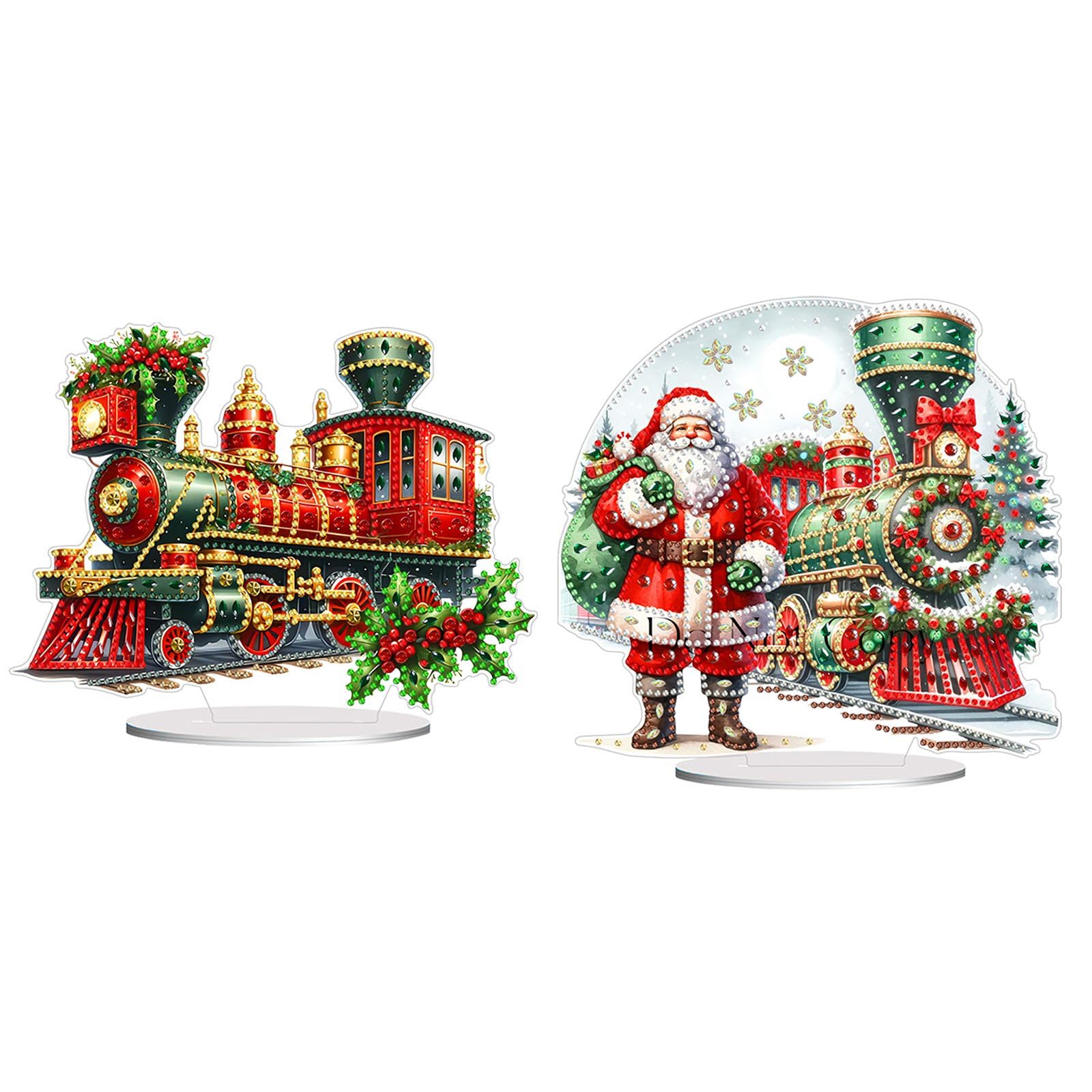 Lebartm 2Pcs DIY Diamond Desktop Ornaments Christmas Atmosphere Diamond Art Painting Tabletop Ornaments Single Sided Diamond Design Home Decor