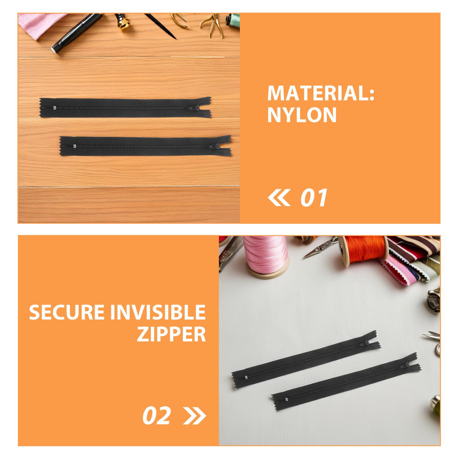 HOMSFOU 200 Pezzi Zipper Invisibile Materiale Da Cucire Cerniere Sostituibili Cerniere Invisibili Cerniera Artigianale Da Cucire Black