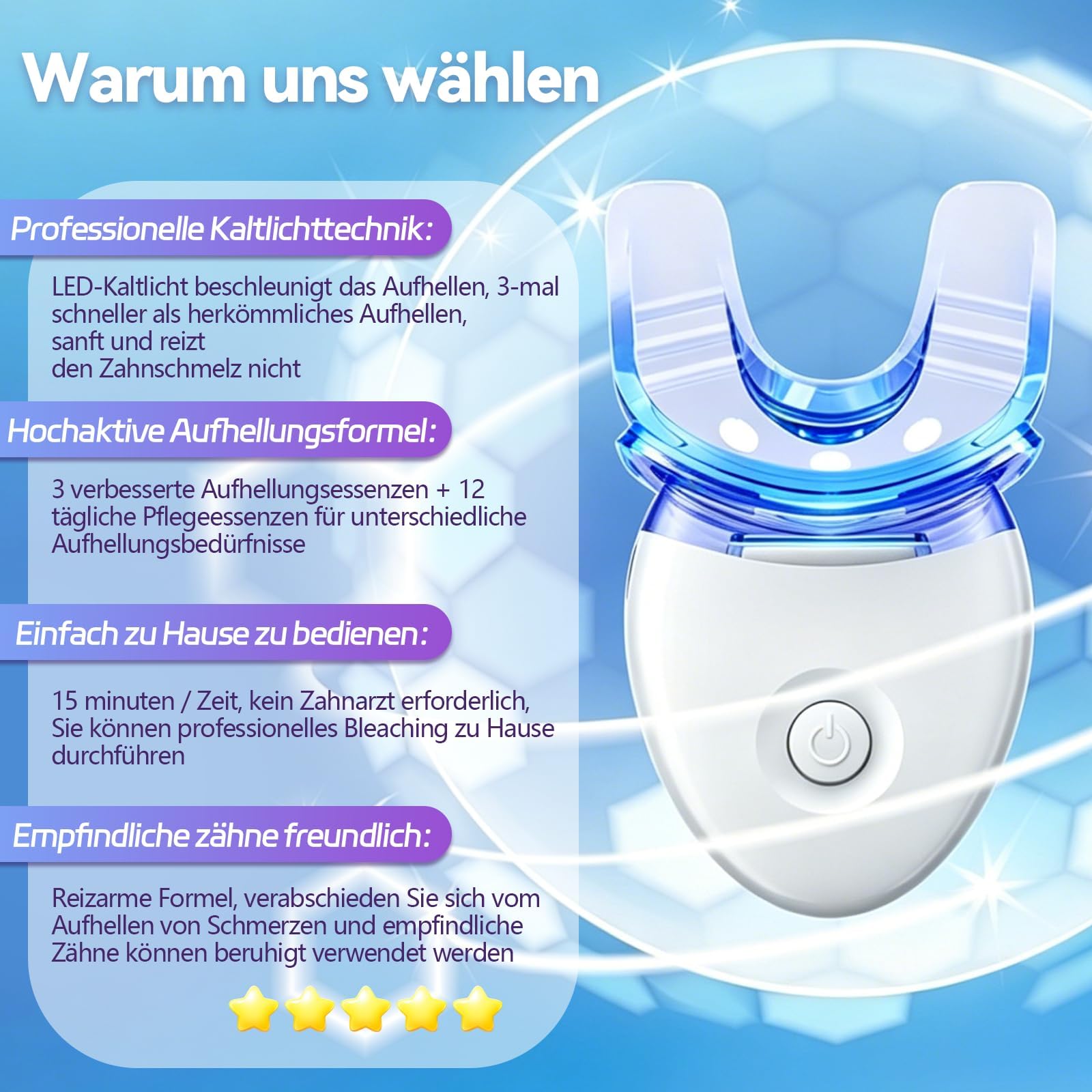 Zahnaufhellung Bleaching Set,Bleaching Gele & Zähne Bleaching Stift,Teeth Aufhellung Gel,Effektives Zahnbleaching für weiße Zähne,Flecken Entfernen