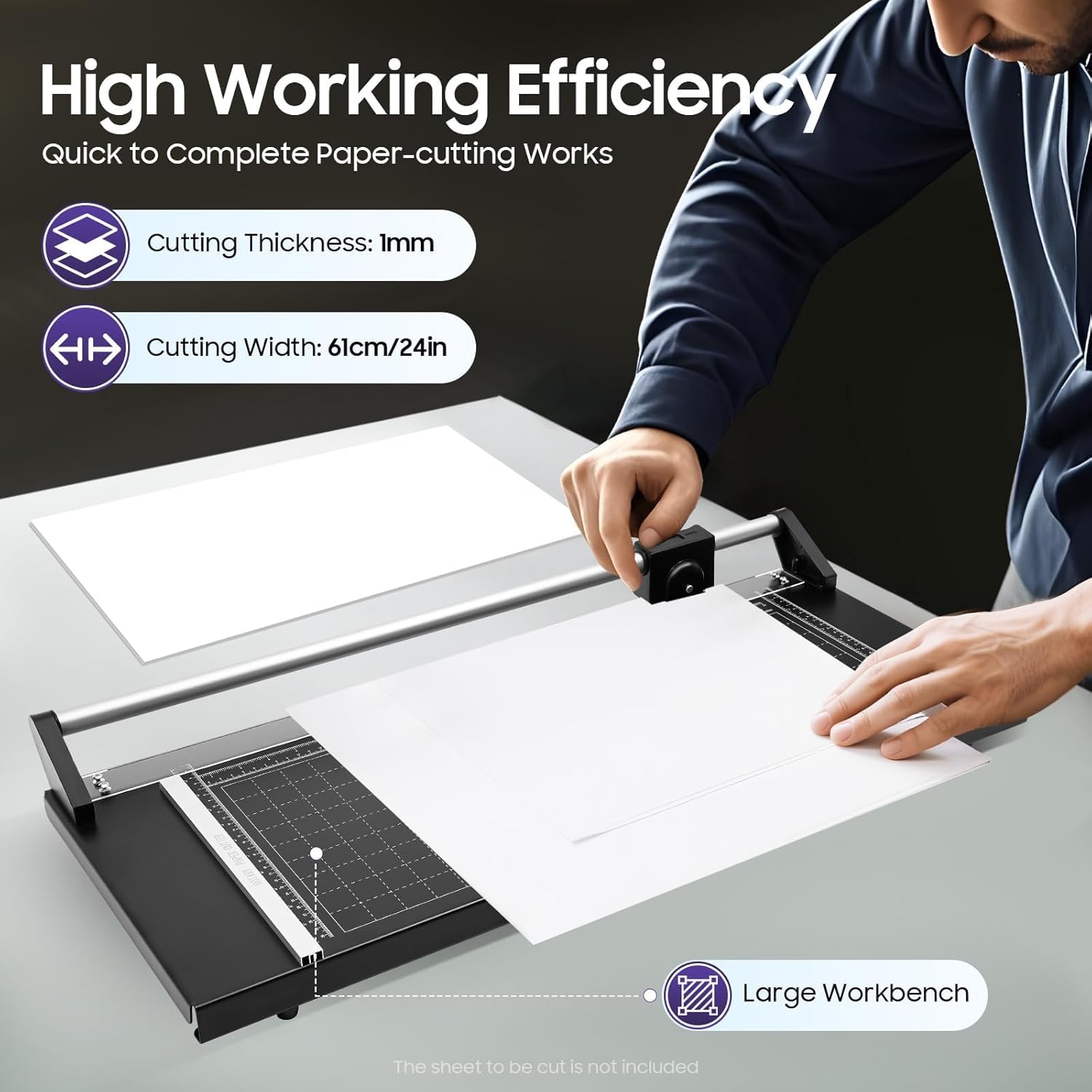Taglierina Rotativa per Carta da 60 Cm con Righello E 2 Lame - Ideale per Negozi di Adesivi Fotografici, Uffici E Lavori Creativi - Strumento di Taglio di Precisione per Risultati Professionali