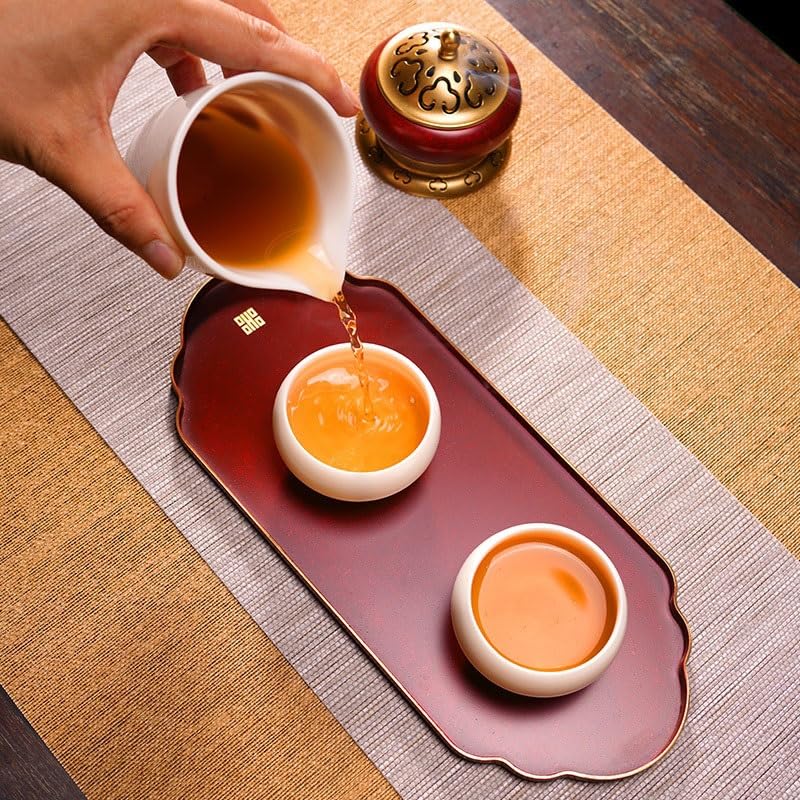 Bandejas Servir Comida Bandeja de té seco latón con Fragancia Madera, pequeño Soporte Chino for Olla for el hogar, Mesa pequeña Zen Kung Fu Simple, Bandeja Mesa Cama