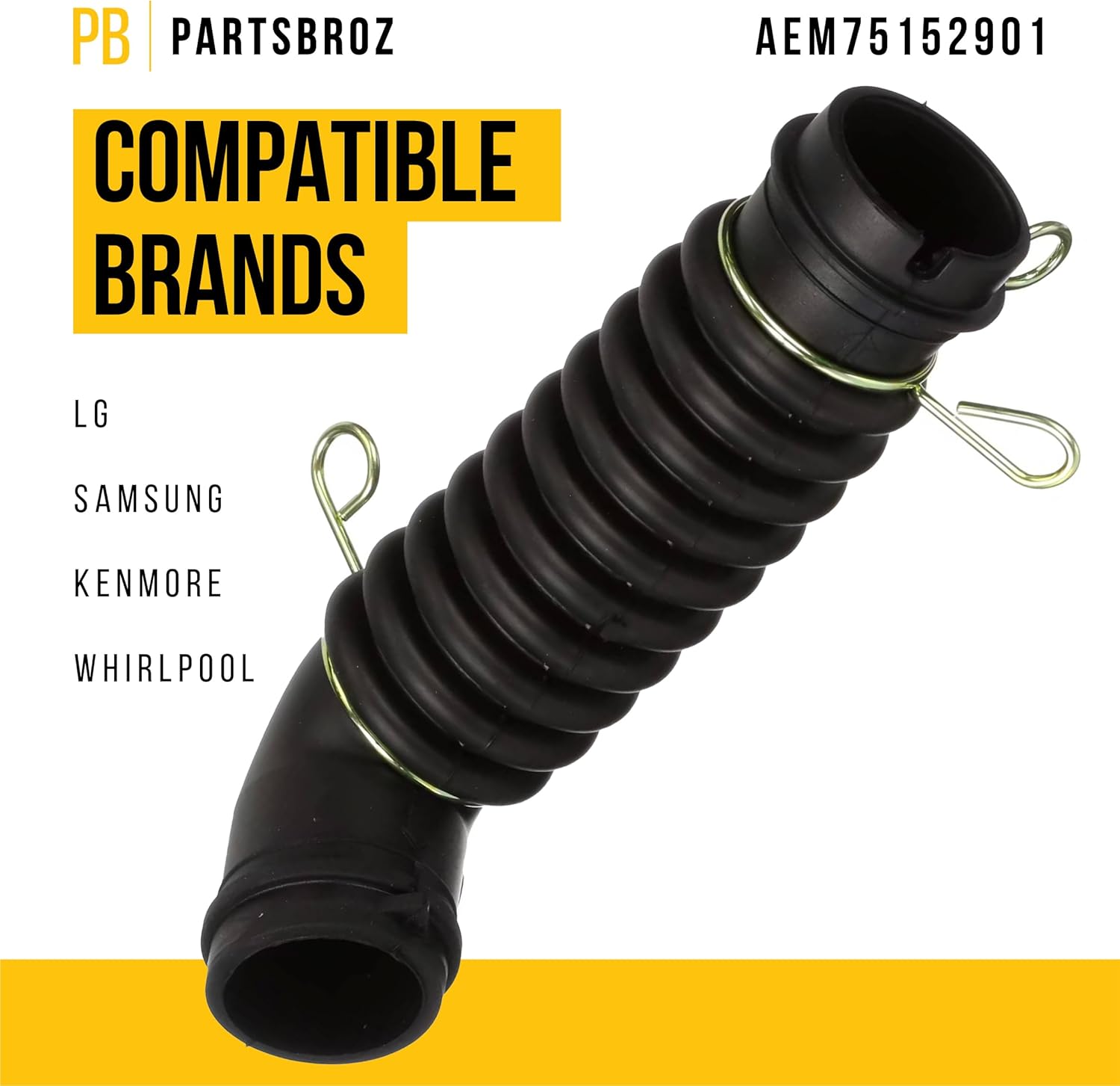 PartsBroz AEM75152901 Drain Hose Assembly - Compatible with LG Washer - Replaces AP6892766 PS12730225 WT7400CV WT7400CW WT7800CW Ultra Durable Replacement