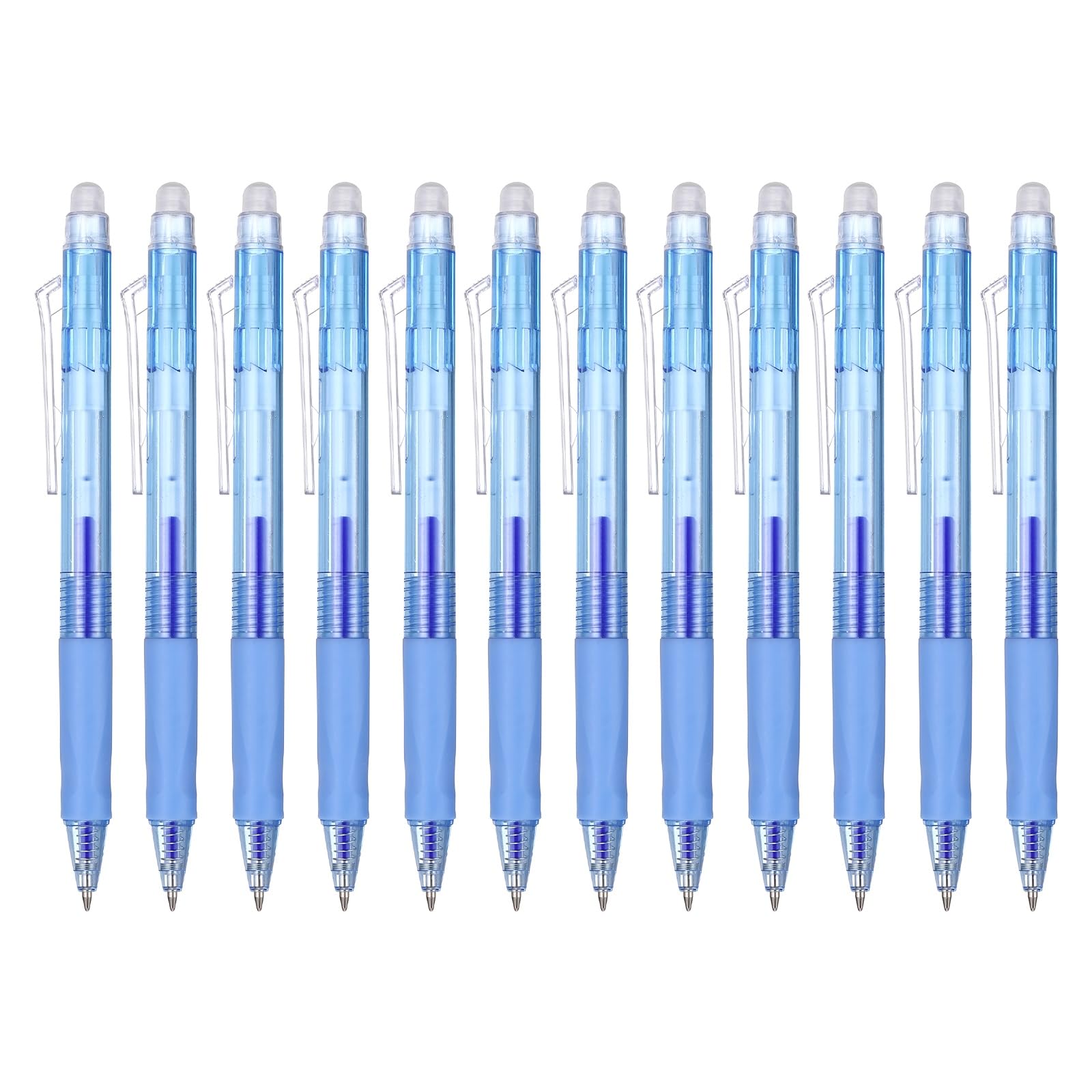 PATIKIL 12Pcs Erasable Gel Pens, 0.5mm Fine Point Retractable Heat Erasable Marking Pen Comfortable Grip Make Mistakes Disappear for Drawing Writing Planner Office Home, Light Blue Ink