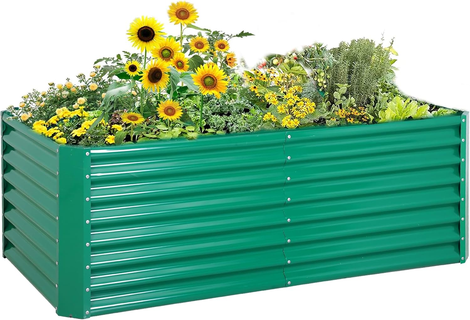 FORTUNO High Raised Garden Bed 6×3×2FT, Galvanized Large Patio Ground Gardening Planter for Vegetables Metal Raised Box Steel Kit Flower Herb, 71"x36"x23", Green Green 6x3x2Ft