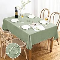 Vista 76 de AUSSPVOCT 2 manteles de lino texturizado para mesa rectangular, 52 x 70 pulgadas, mantel rectangular impermeable, lavable, tela para mesa
