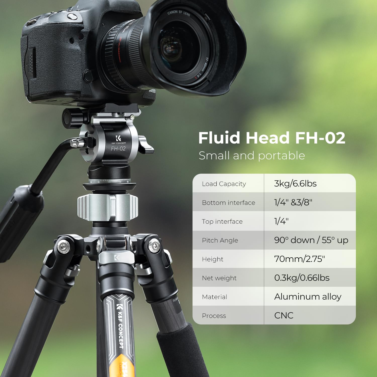 K&F Concept Camera Statief 200cm, Video Statief met Fluid Head voor Pan en Tilt, Camera Statief met Monopod, Arca Swiss Compatible voor DSLR's Belasting: 5kg