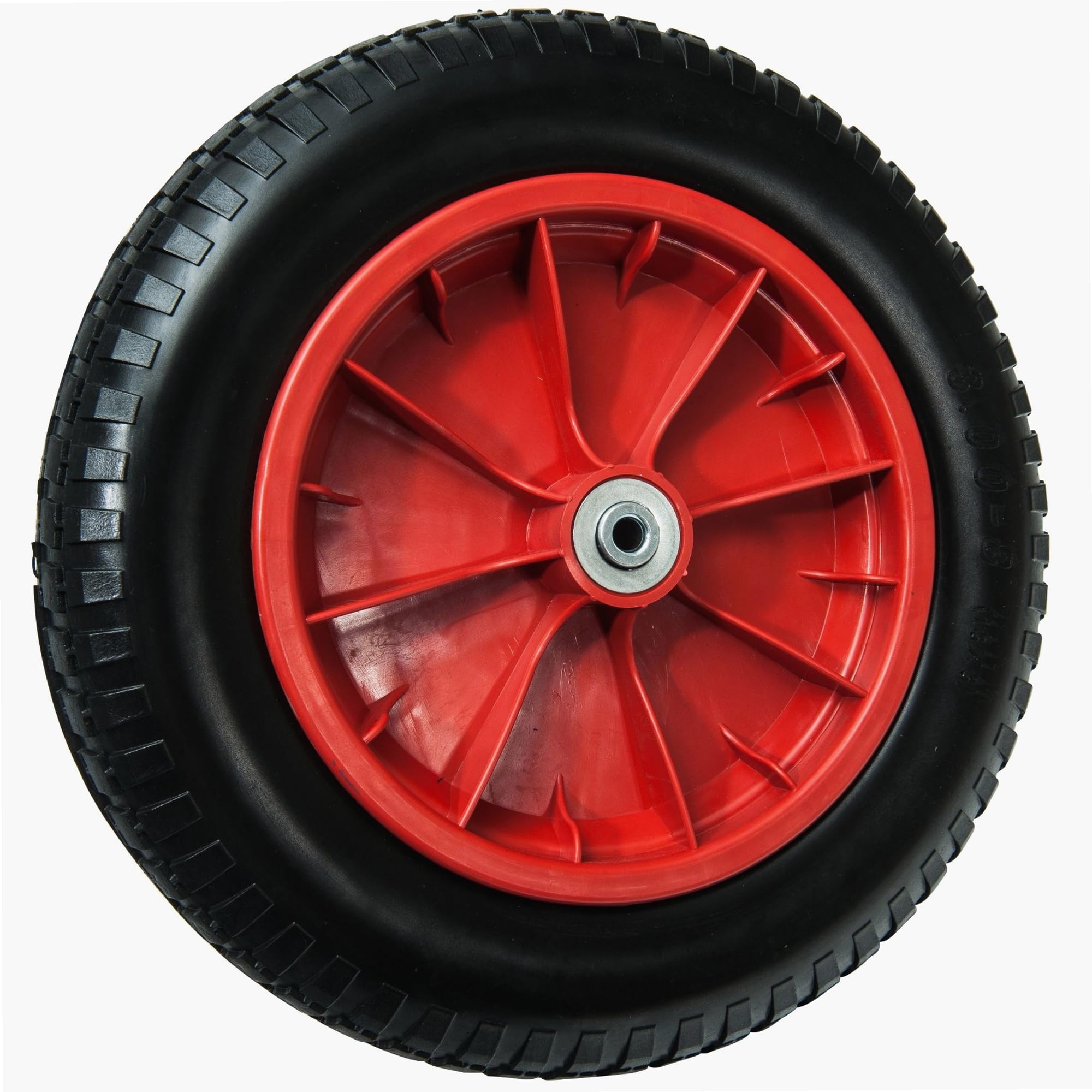 WERKA PRO Roue Increvable 13'' 330 x 85 mm - Alésage 10 mm - Jante Rouge - Roulements à Billes - Pour Diables, Chariots et Remorques de Jardin - Bande de Roulement Parallèle - 1,37 kg