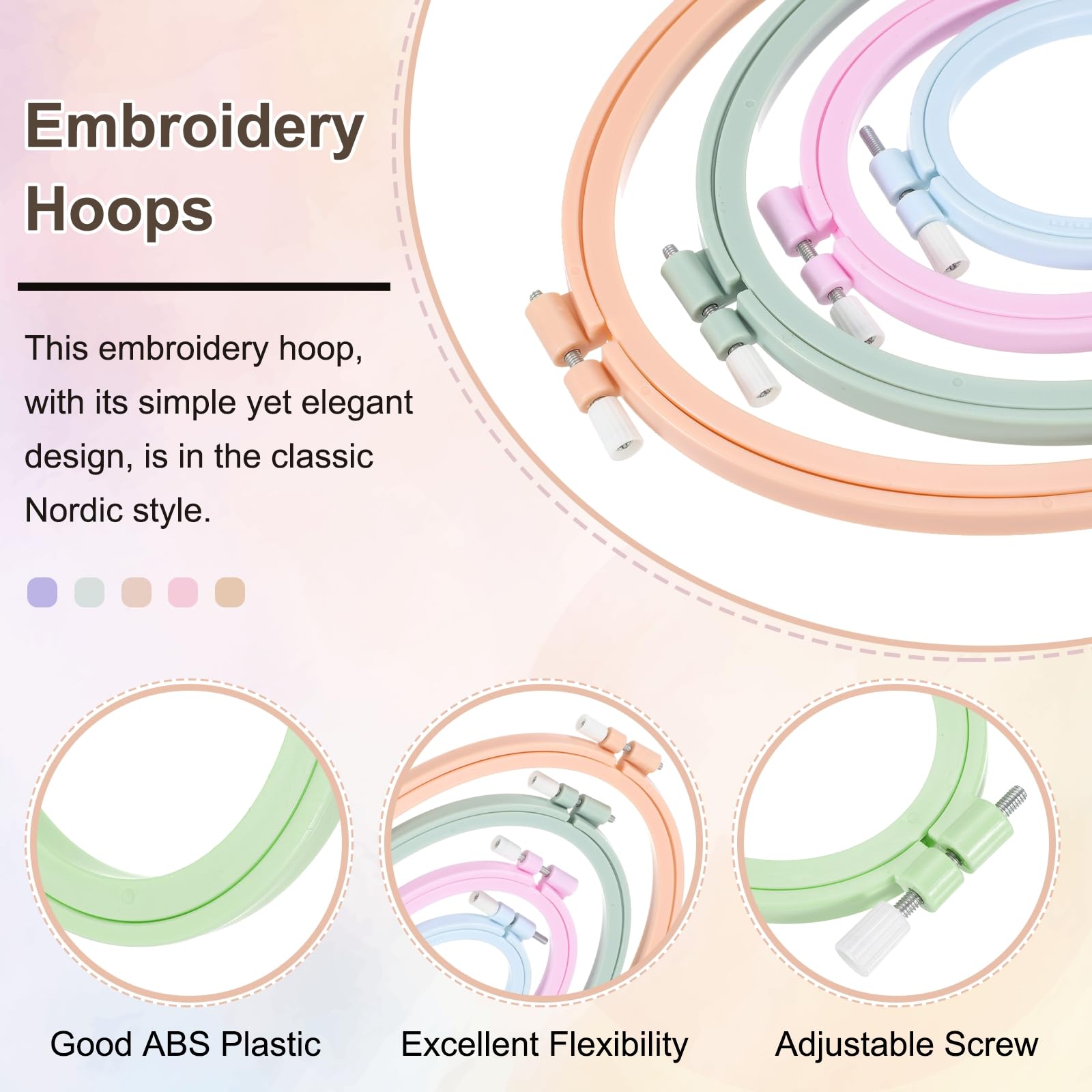 PATIKIL 5 Pieces 3.1" x 3.9" Oval Embroidery Hoops - Image 3