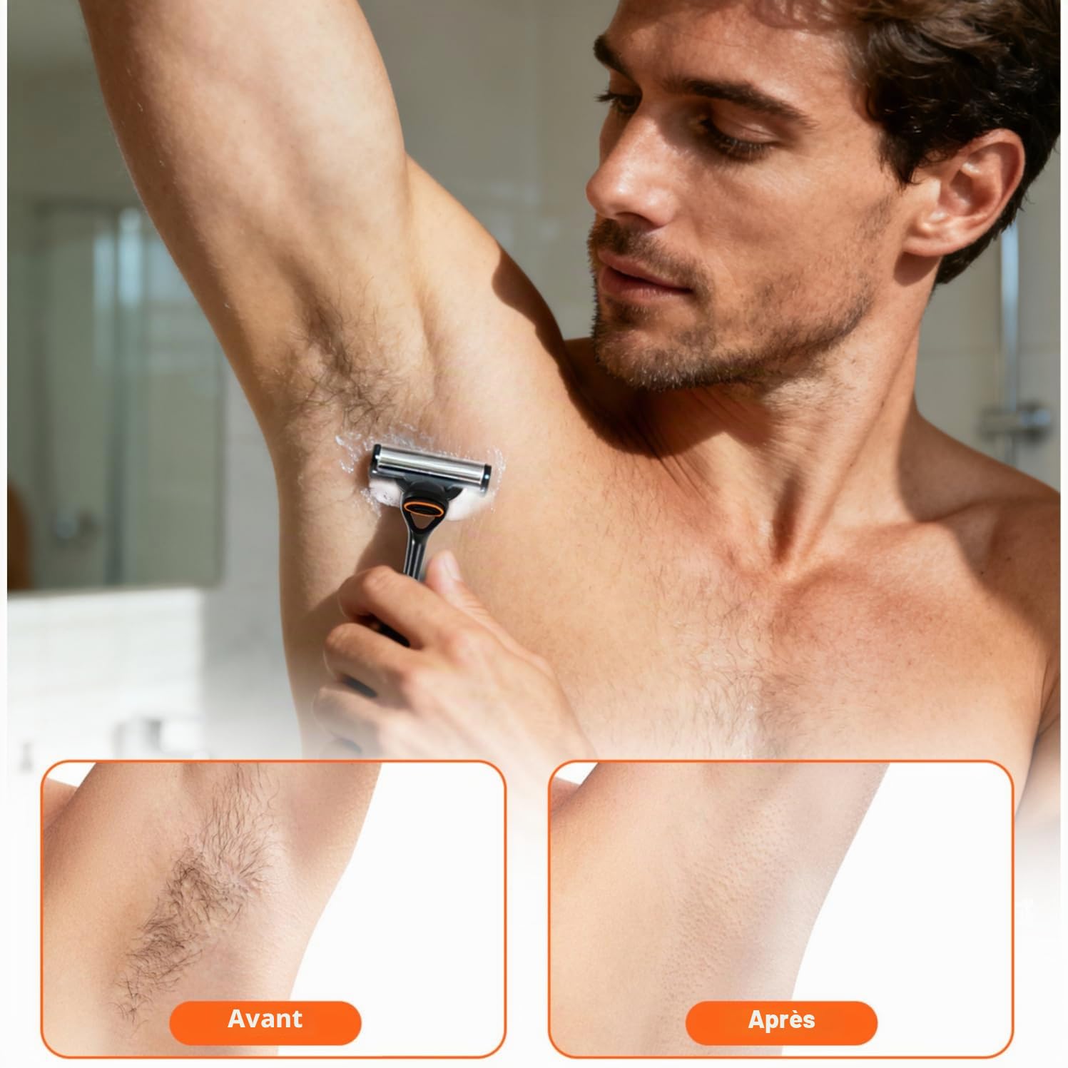 Paquet de 24 Lames de Rasoir fusio-n 5, Lames de RasoirHumide pour Hommes, 1 Reutilisable Manche + 24Cartouches De Recharge, Pour Un Rasage Manuel Efficace,Rasage Facile