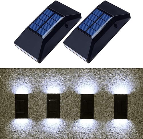 ZTGD 2 luces solares de pared pequeñas luces de cerca alimentadas por energía solar luz LED de porche hacia abajo luces impermeables solares para