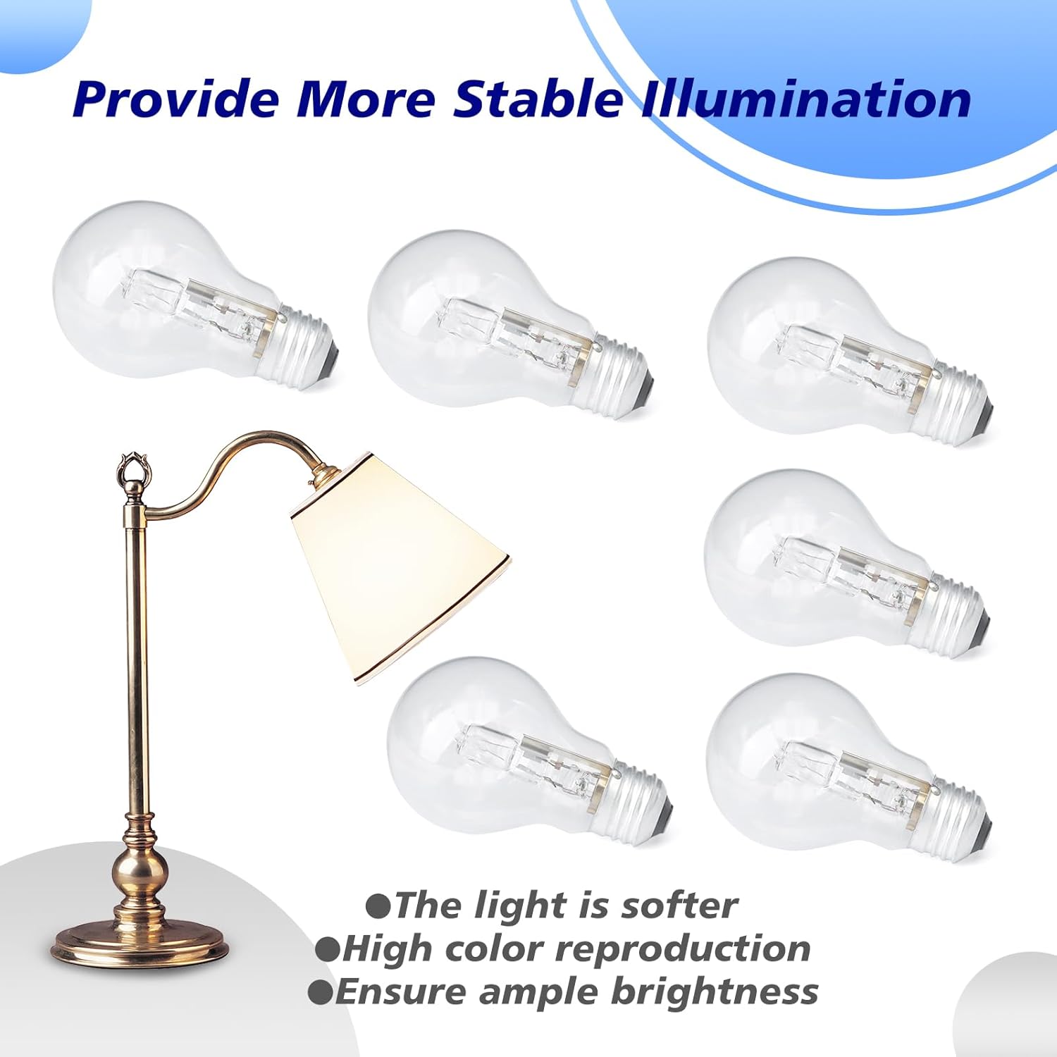 6Pcs 043168787963 Halogen Light Bulb for A19 Bulb Types E26 Thread 43 Watt 120V Replace 78796 Suitable for Table Lamps for Incandescent Light Bulbs 60 watt