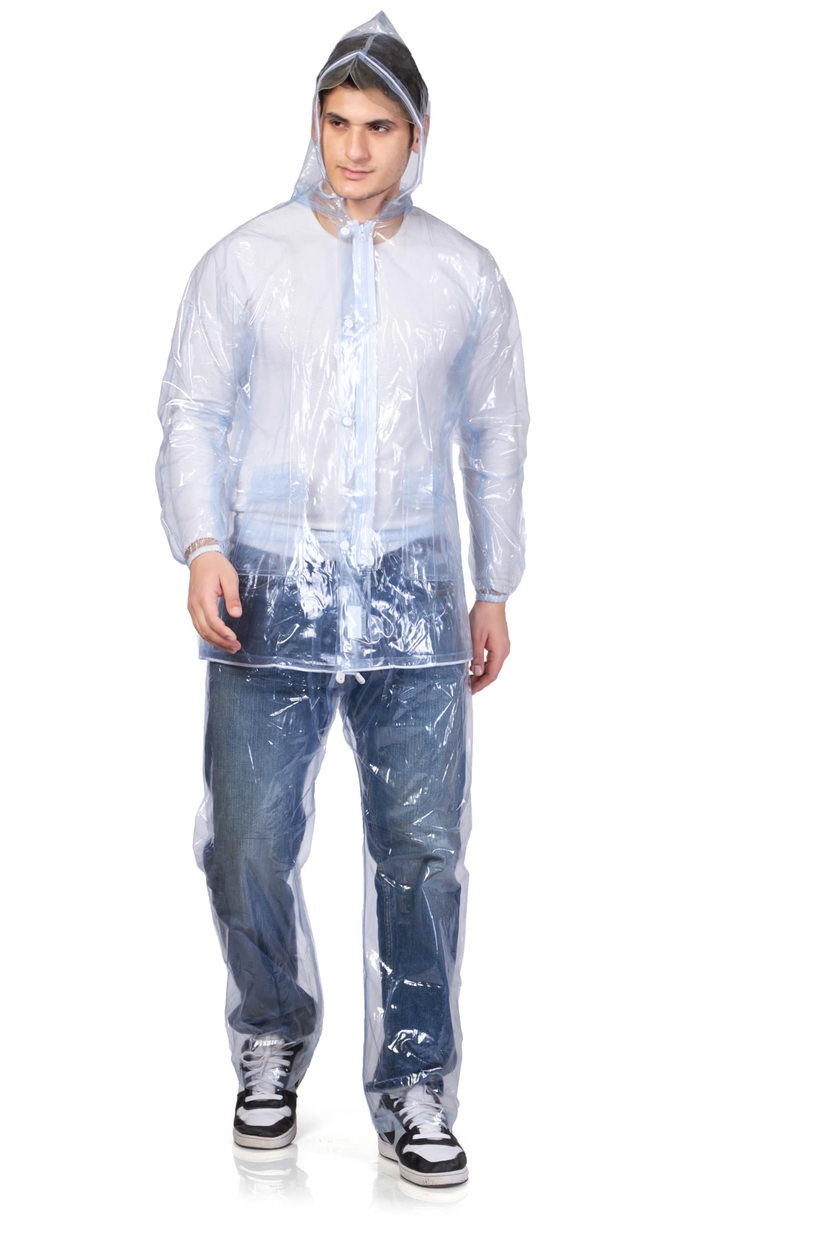 MINISTERRainwear Rainbow PVC Men's Waterproof Raincoat with Hood