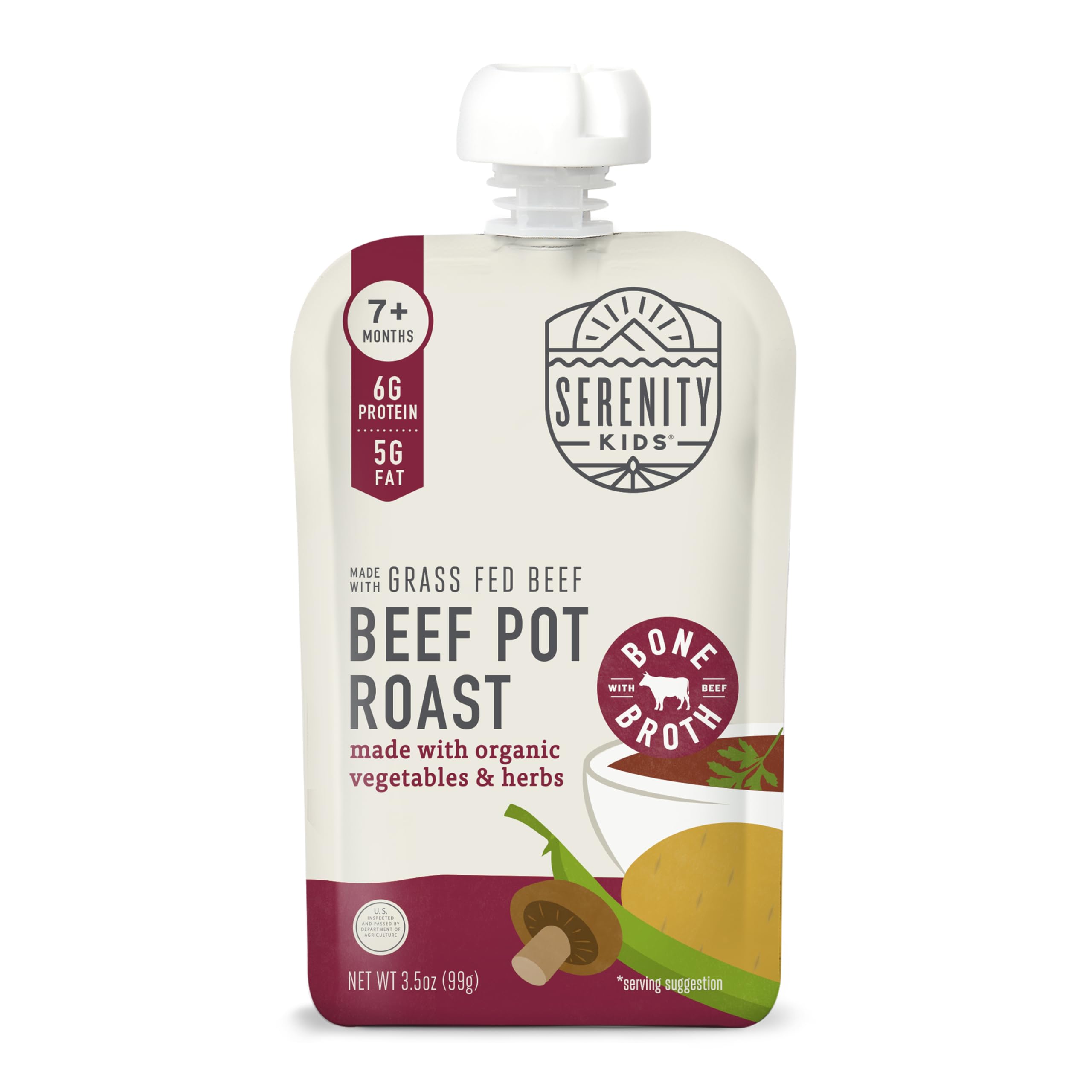 Serenity Kids Organic Chicken Puree Pouches, No Added Sugar, 3.5 Oz, 6 Pack