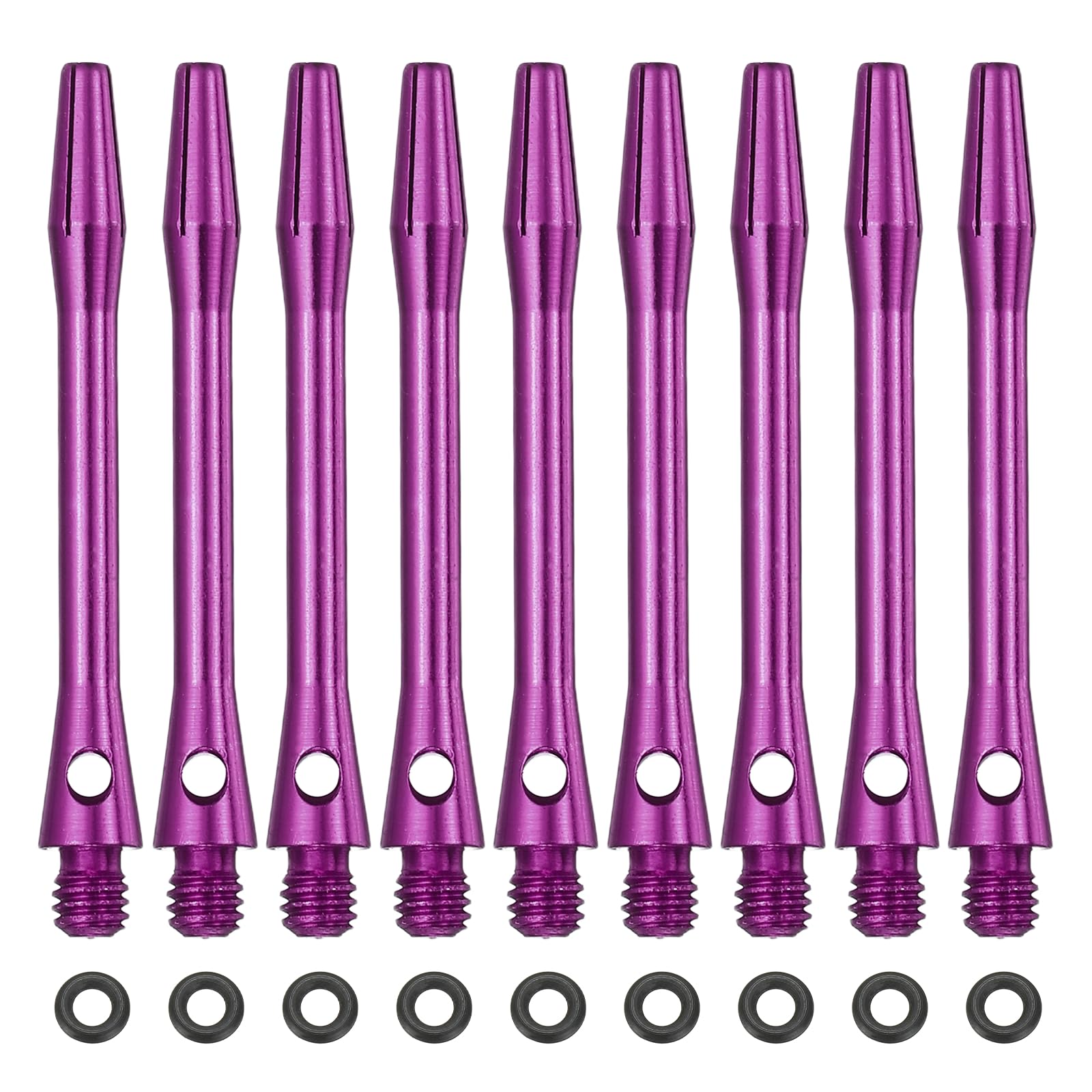 YELARXI Dart Shafts for Steel Tip, Medium 2BA Thread Aluminum Dart Shaft Set with Black Rubber Ring Replacement Accessories For (Darts Training/Sharpener), 45mm & 38 Set & Purple