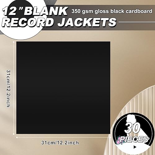 Miniatura 2 de Colarr 30 fundas de disco de vinilo de 12 pulgadas de 12.35 ozm en blanco, fundas de cartón para discos de vinilo, fundas exteriores LP para