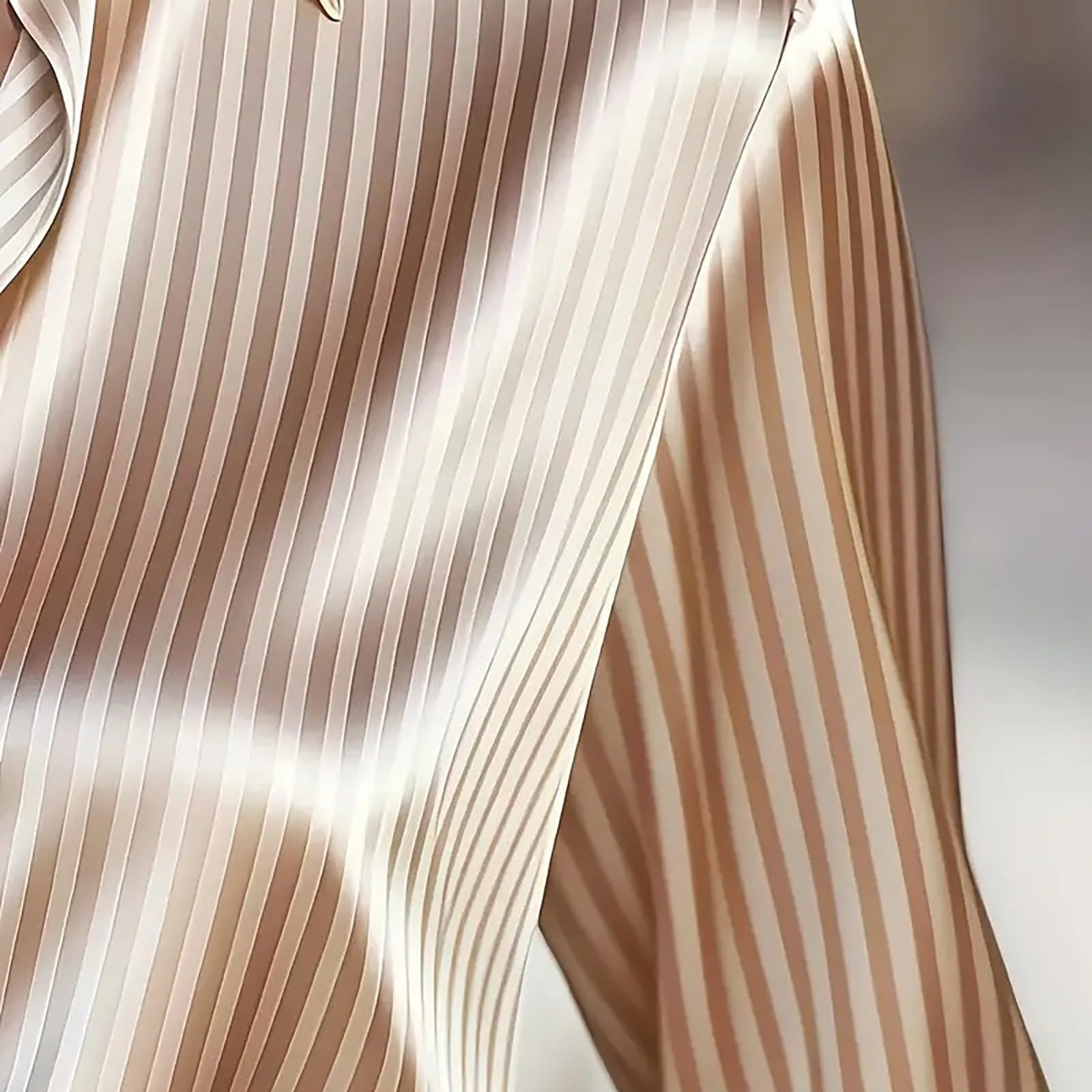 Chemise à rayures pour femme, surdimensionnée, élégante, en satin, col en V, tissu fluide, protection contre les rayons solaires, chemisier style français, mode