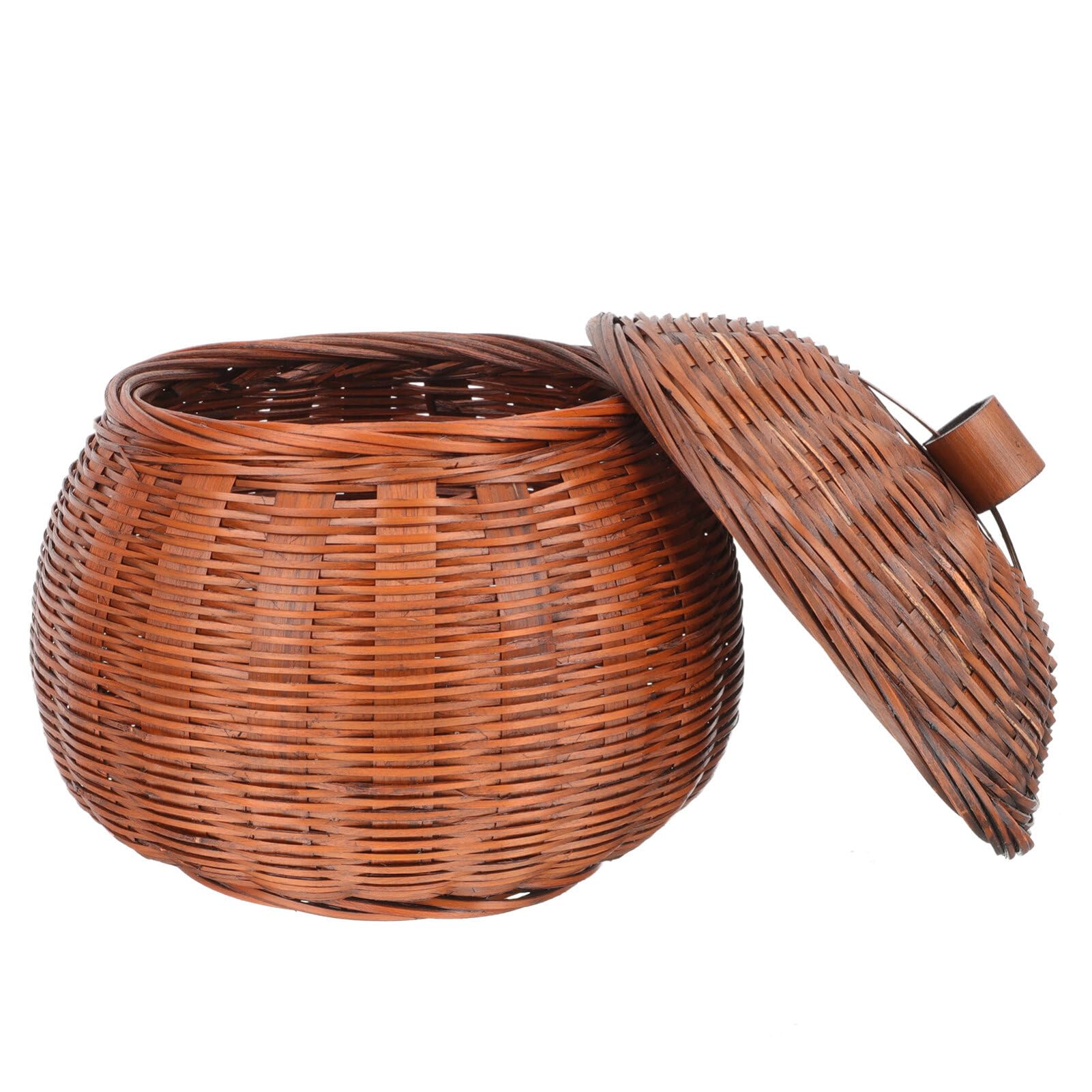 Luxshiny 15cm Chocolate Pumpkin Shape Storage Basket, Durable Wooden Material, Multi-Purpose Use, Smooth Round Surface