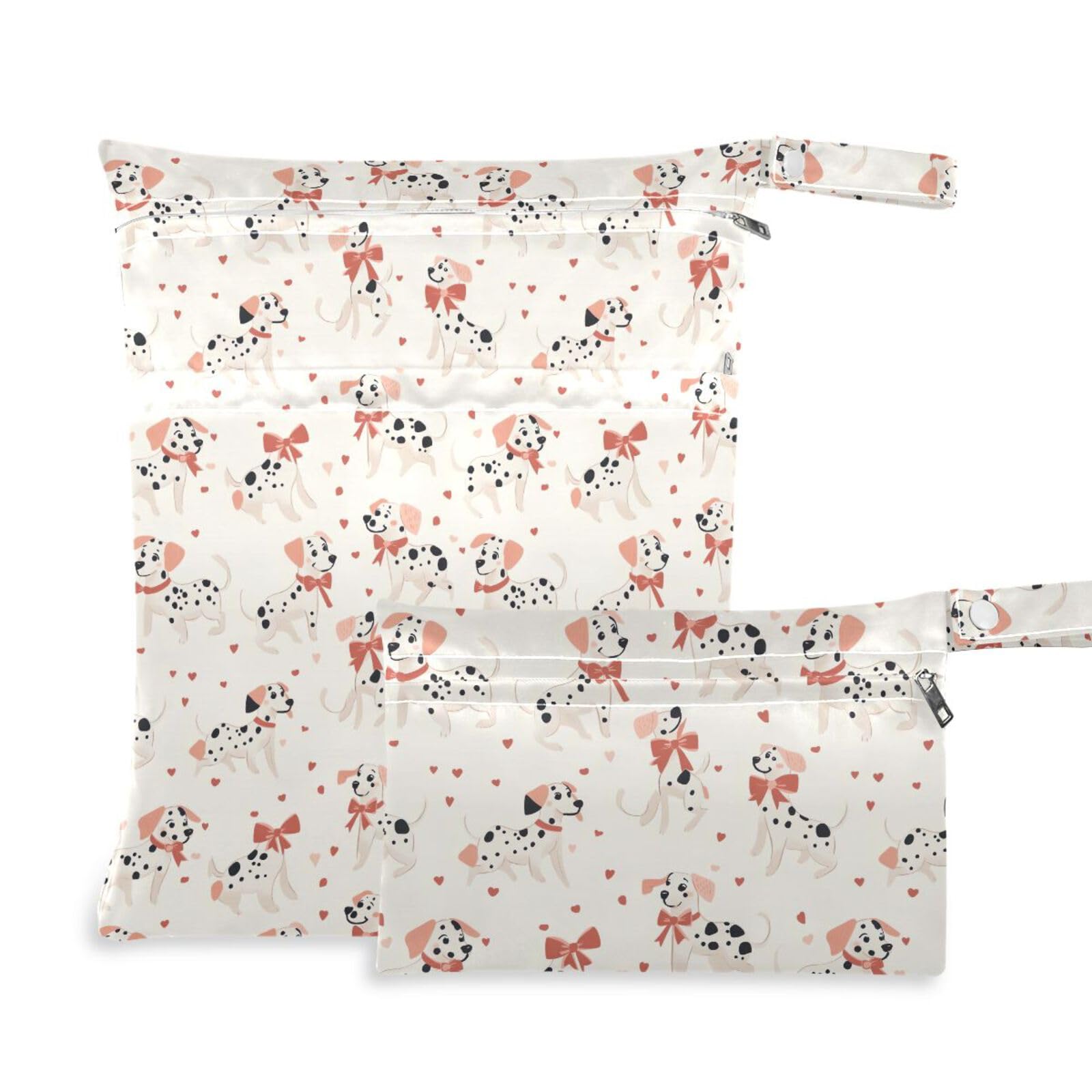 Coikll Wet Dry Bags for Cloth Diaper 2 Pack Waterproof Yoga Gym Bag for Swimsuit Wet Clothes Baby Items-?A Dog with A Bow Tie?