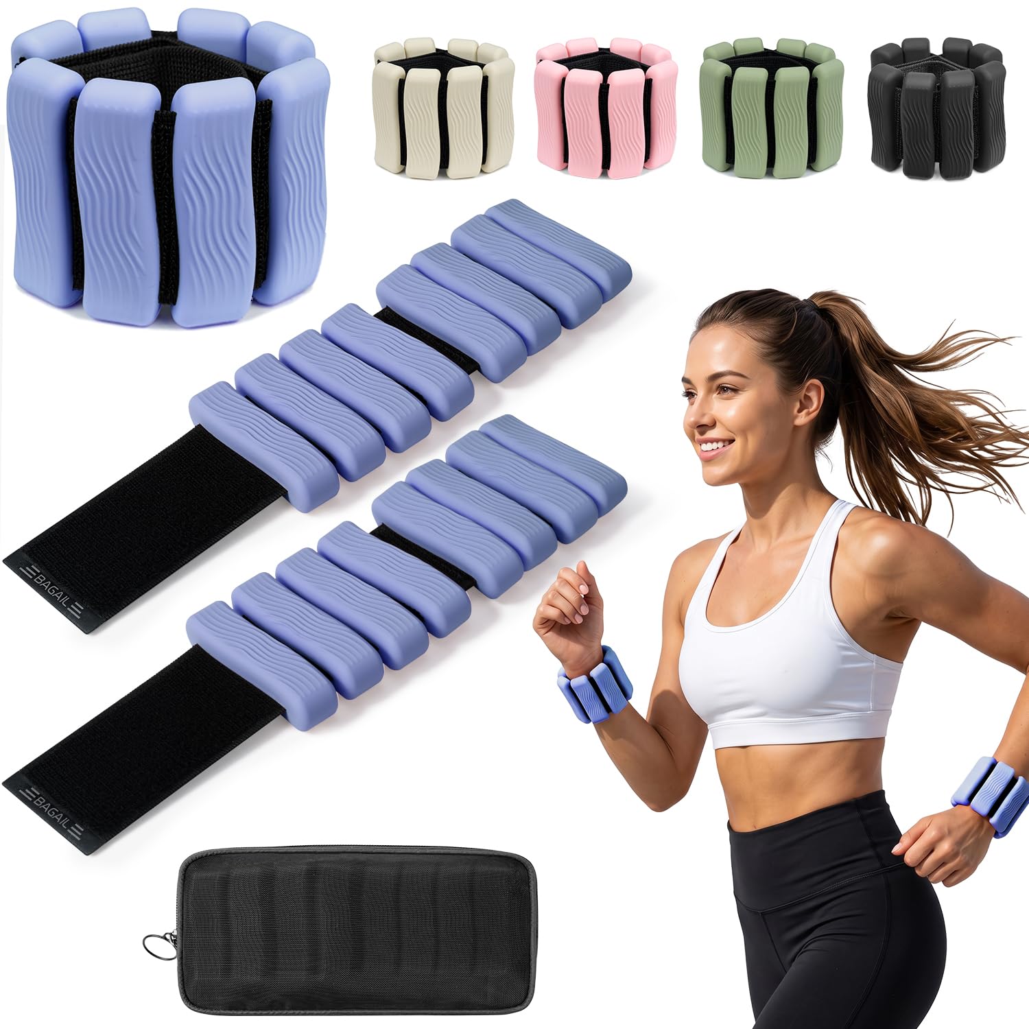 BAGAIL Adjustable Wrist & Ankle Weights for Women Men, 0.45g x 2