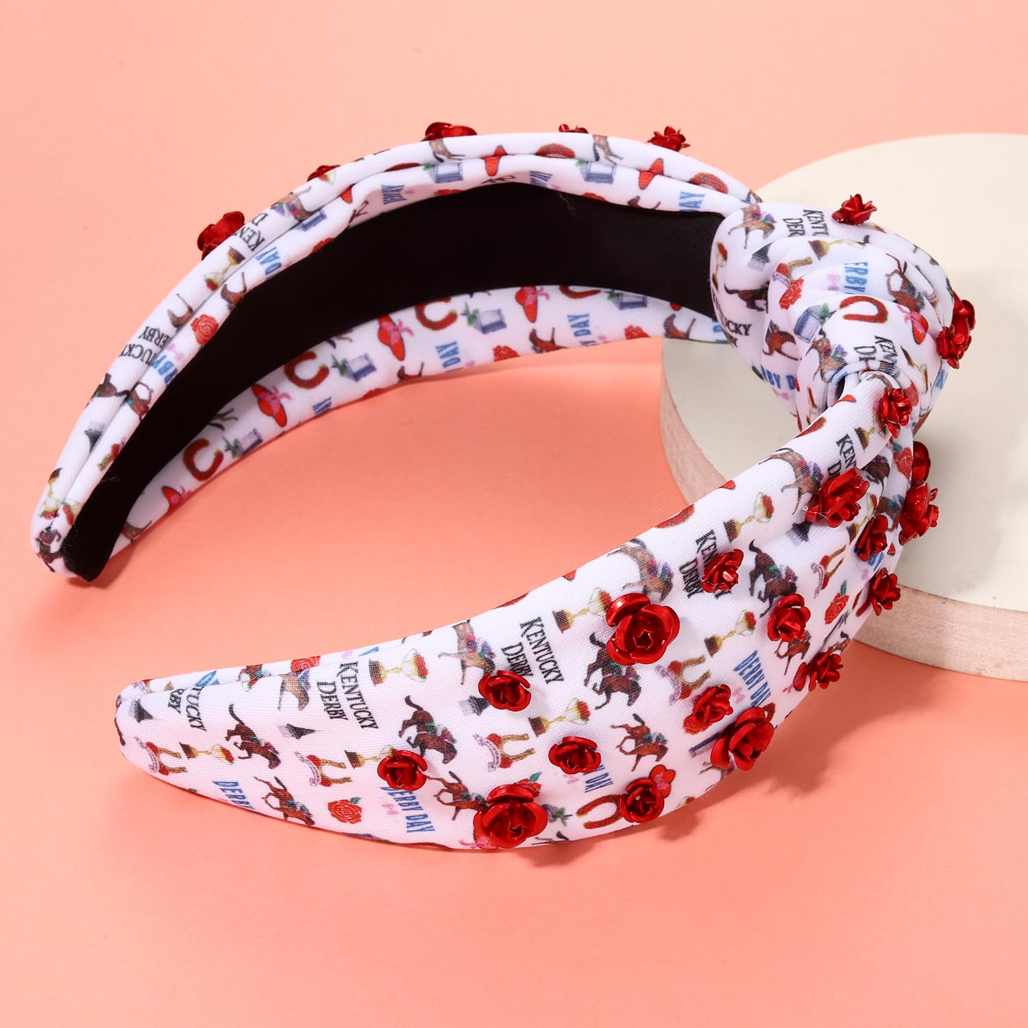 Embellished Red Run for the Roses Kentucky Derby Knot Bedazzled Headband Amazon.com : mokkia Women main image 4