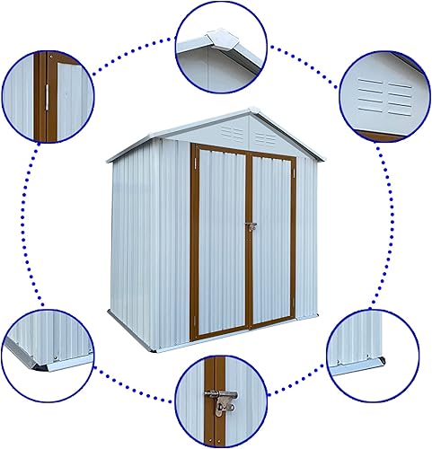 Miniatura 7 de Goohome Cobertizo de almacenamiento al aire libre de 6 x 6 pies, cobertizo de almacenamiento de metal para jardín, marcos de aluminio, casa de