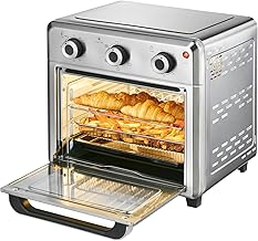 Panana Compact Airfryer Toaster Oven, 1400W 21QT with 6-in-1 Multifunctions and Wide Temperature Range, Air Fryer Oven with 60-Minute Timer/Auto-Off, Stainless Steel Countertop Oven (Silver)