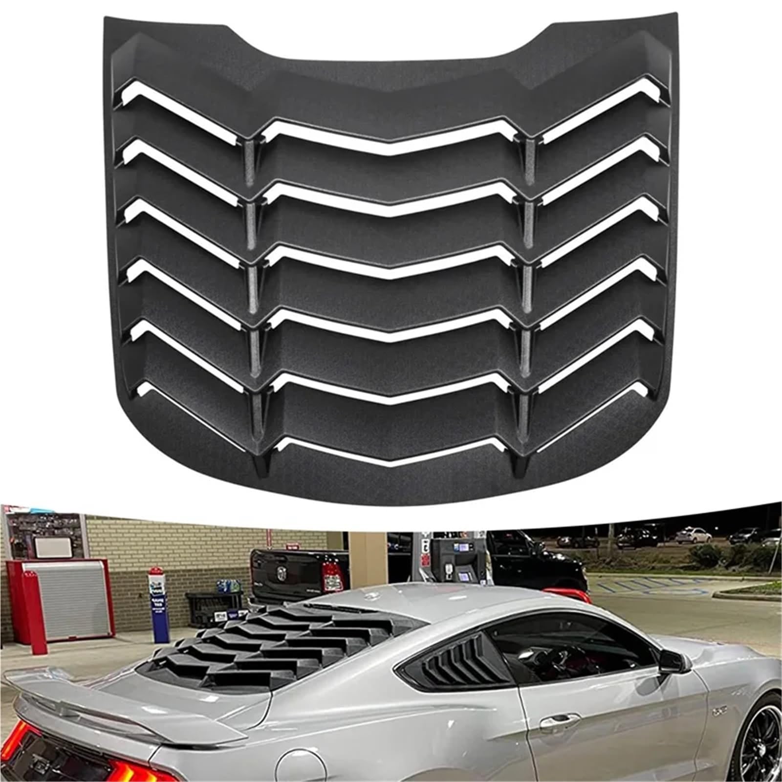 Rear Window Louvers Windshield Sun Shade Cover Vent in GT Lambo Style ABS Matte Black Compatible for Ford Mustang 2015-2023