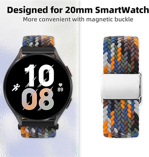 Miniatura 4 de BlackPro Correa deportiva compatible con Samsung Galaxy Watch 6 5 4, correa ajustable de nailon trenzado elástica para Galaxy de 1.772 in, 1.732 in,