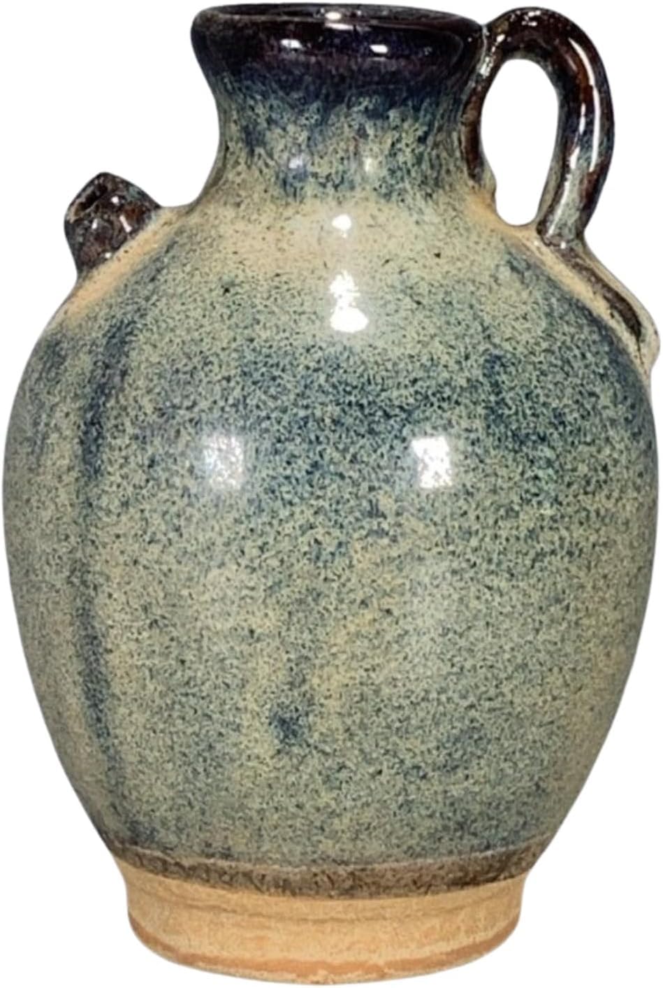 Vase en céramique de 12cm artisanat glaçure fluide pot ventru haut de gamme
