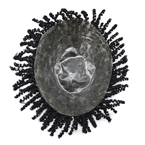 Miniatura 3 de Trenzas de ganchillo Face MIRACLE Afro Toupee para hombres negros, sistema de repuesto de cabello humano brasileño Remy, cabello afro rizado,