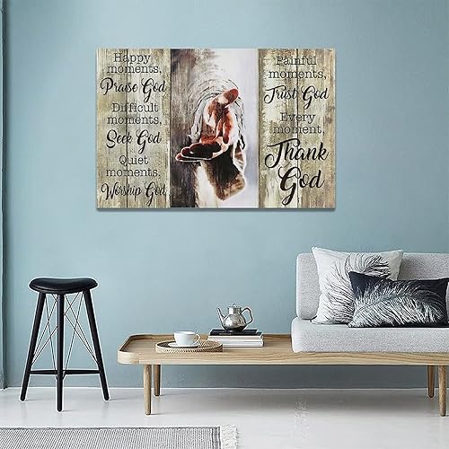 Vista 53 de Póster en lienzo con imágenes de Jesús, león y cordero, impresión en lienzo con texto en inglés "God Bible Christian Religios" para pared, pintura