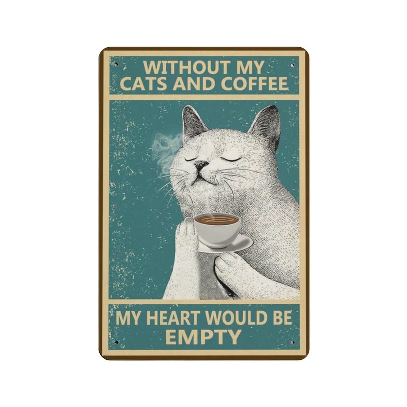 AOOEDM Cat Metal Signs for Garage Man Cave Bar Kitchen Coffee Tin Sign Nostalgic Wall Decor Signs Vintage Retro Poster