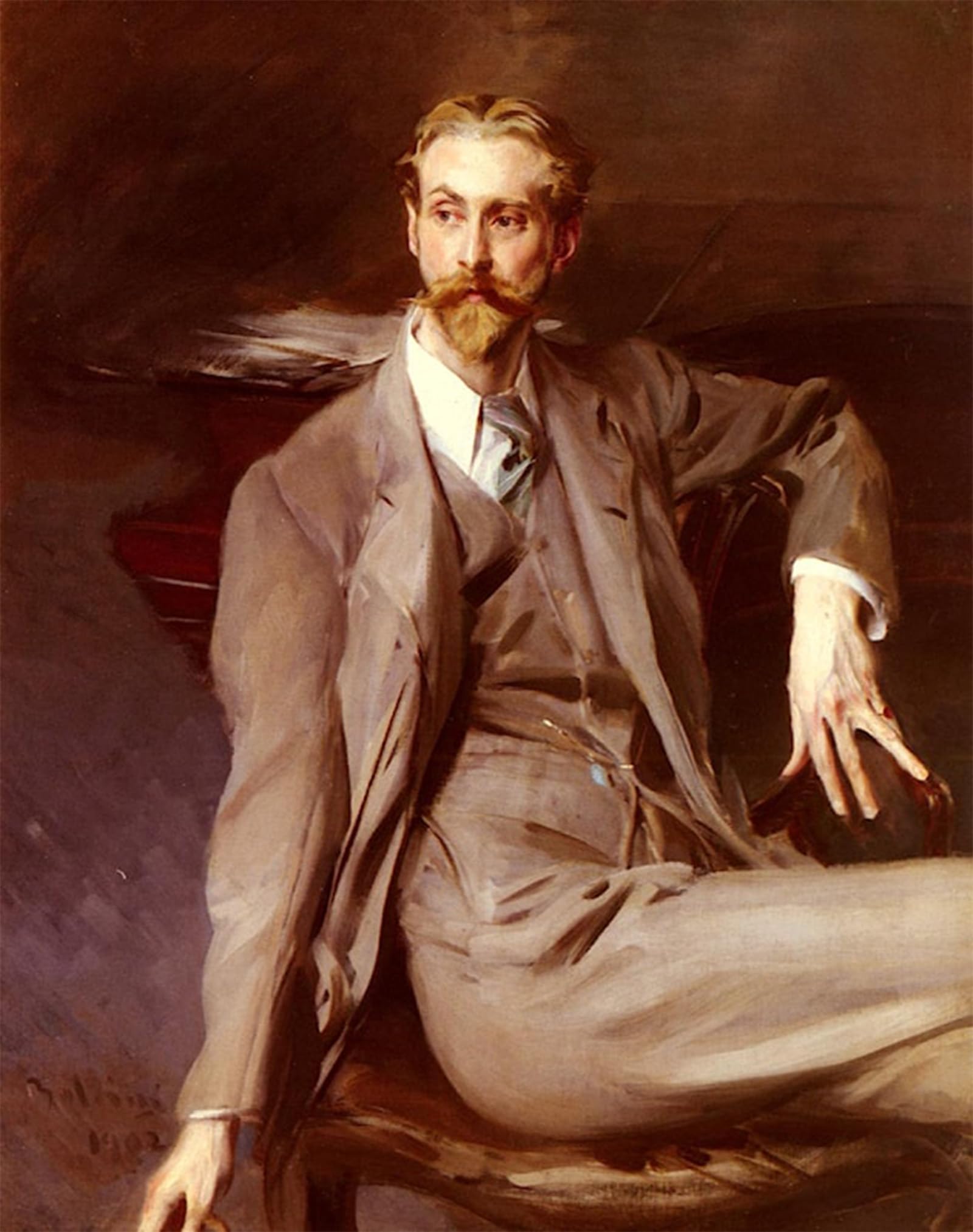 SERENDIPITP Abstract Painting Mural Print Picture Wall Decor Painting Portrait of the Artist Lawrence Alexander Harrison by Famous Artist Vintage Wall Artwork for Home Decor 60x90cm