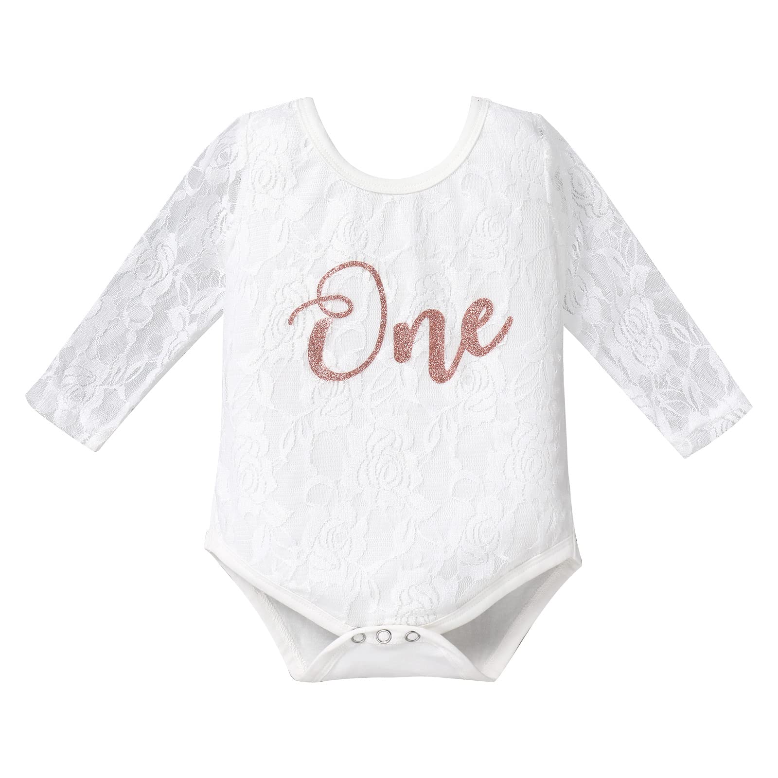 FYMNSI Baby Mädchen 1. Geburtstag Fotoshooting Outfit Spitze Langarm Body + Tütü Rock + Stirnband 3tlg Bekleidungsset