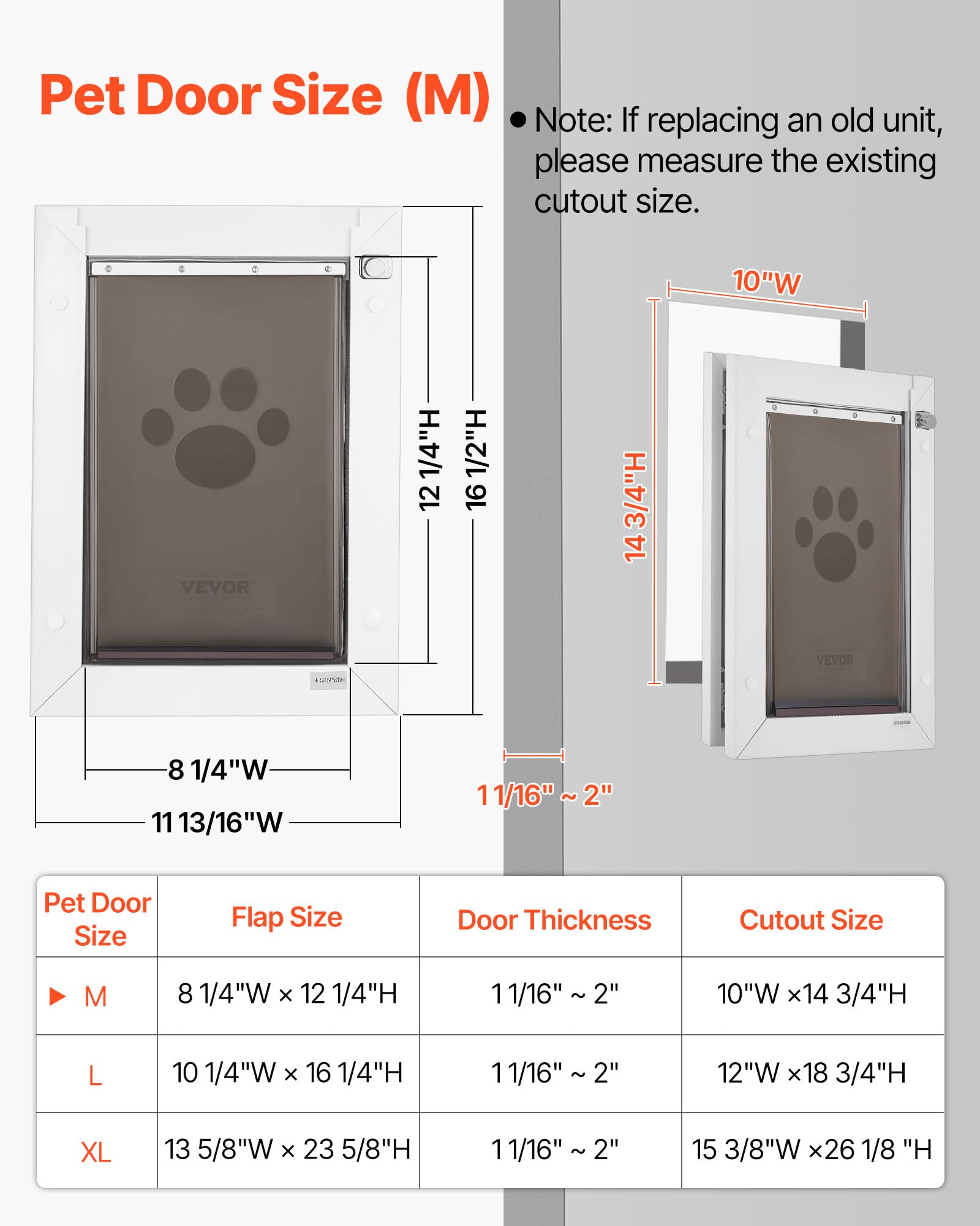 VEVOR Puerta para Mascotas Tamaño Mediano, Gatera para Puerta con 3 Solapas Flexibles Magnéticas, Marco Metálico, Resistente a la Intemperie para Perros Gatos Pared Dormitorio Interior y Exterior