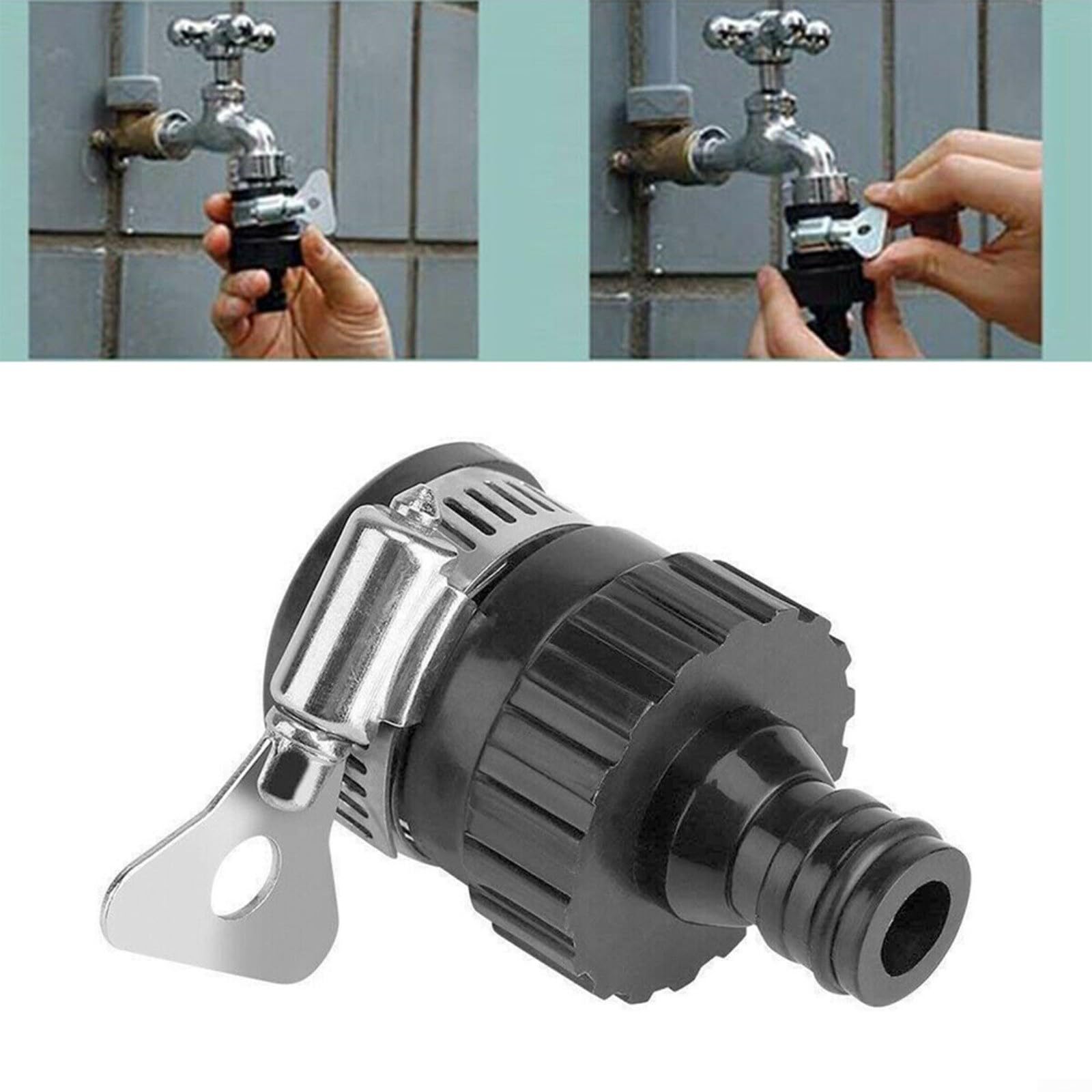 Adaptador de conector de grifo de jardín, para grifos mezcladores de cocina de interior de acero inoxidable y plástico a manguera de jardín de entre 18 y 24 mm