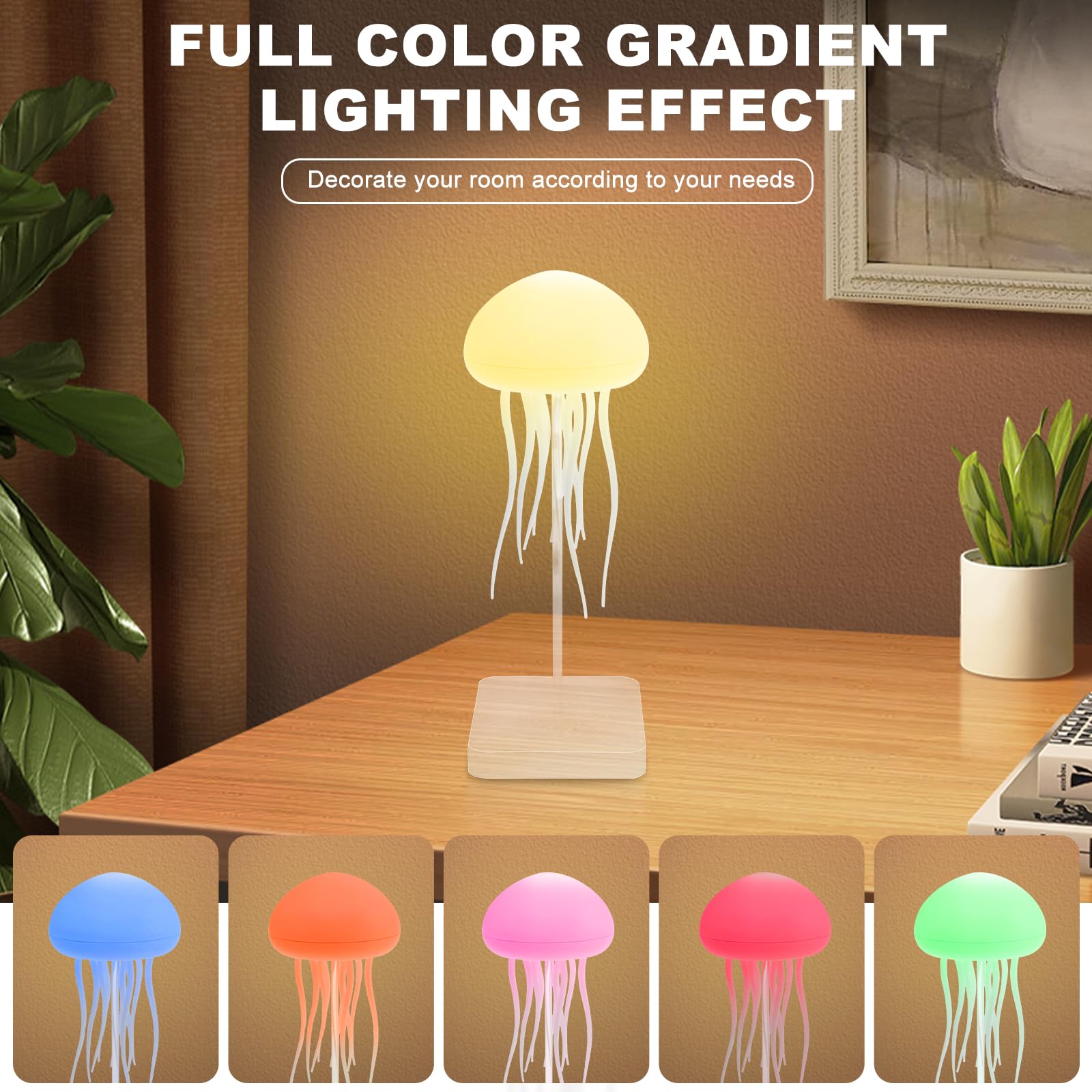 Jellyfish Lamp RGB Gradient Jelly Fish Light Lamp Voice Control