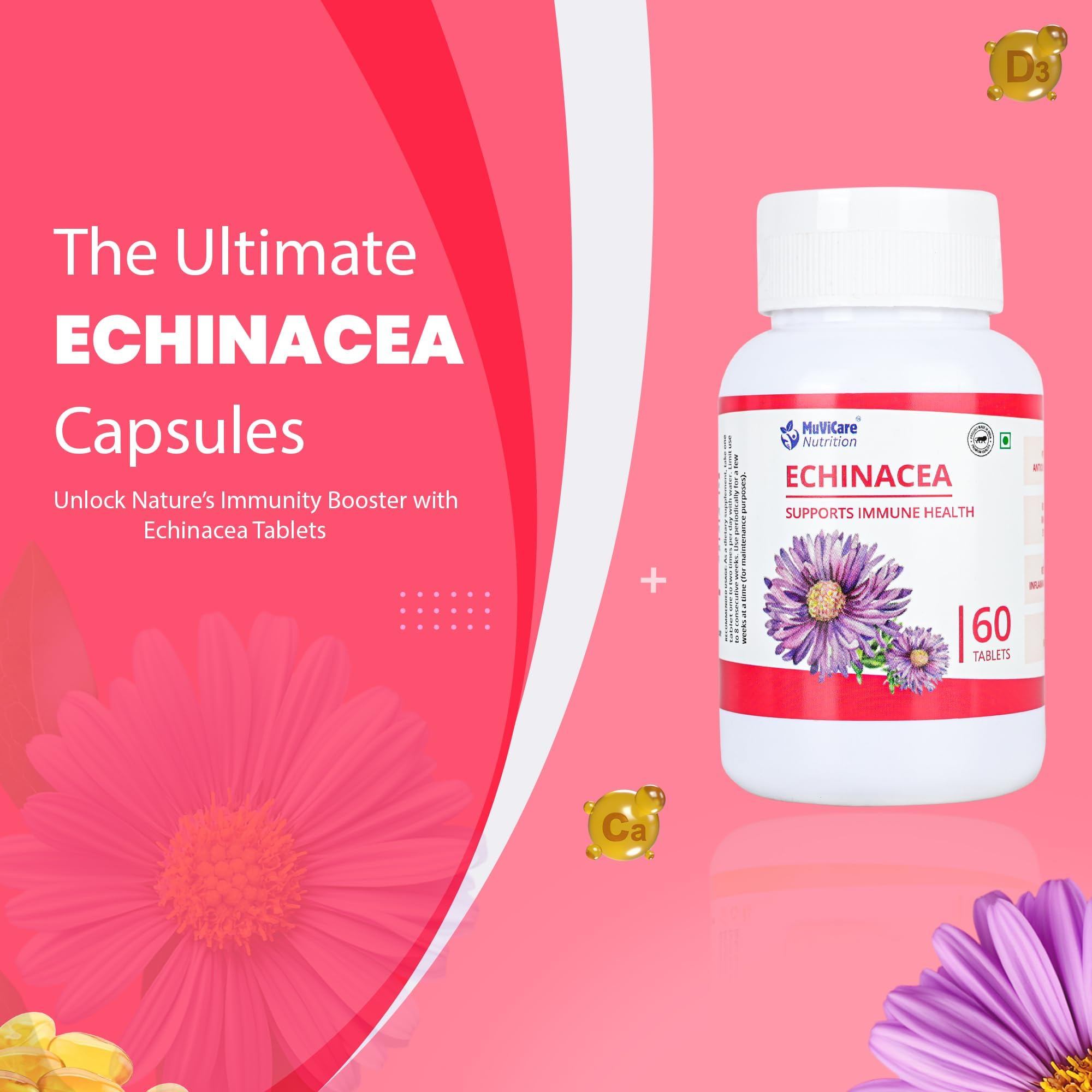 MuviCare Echinacea Tablets 200 mg | Herbal Supplement with Natural Extracts, Easy to Swallow, Daily Wellness Support (Pack of 1) 2