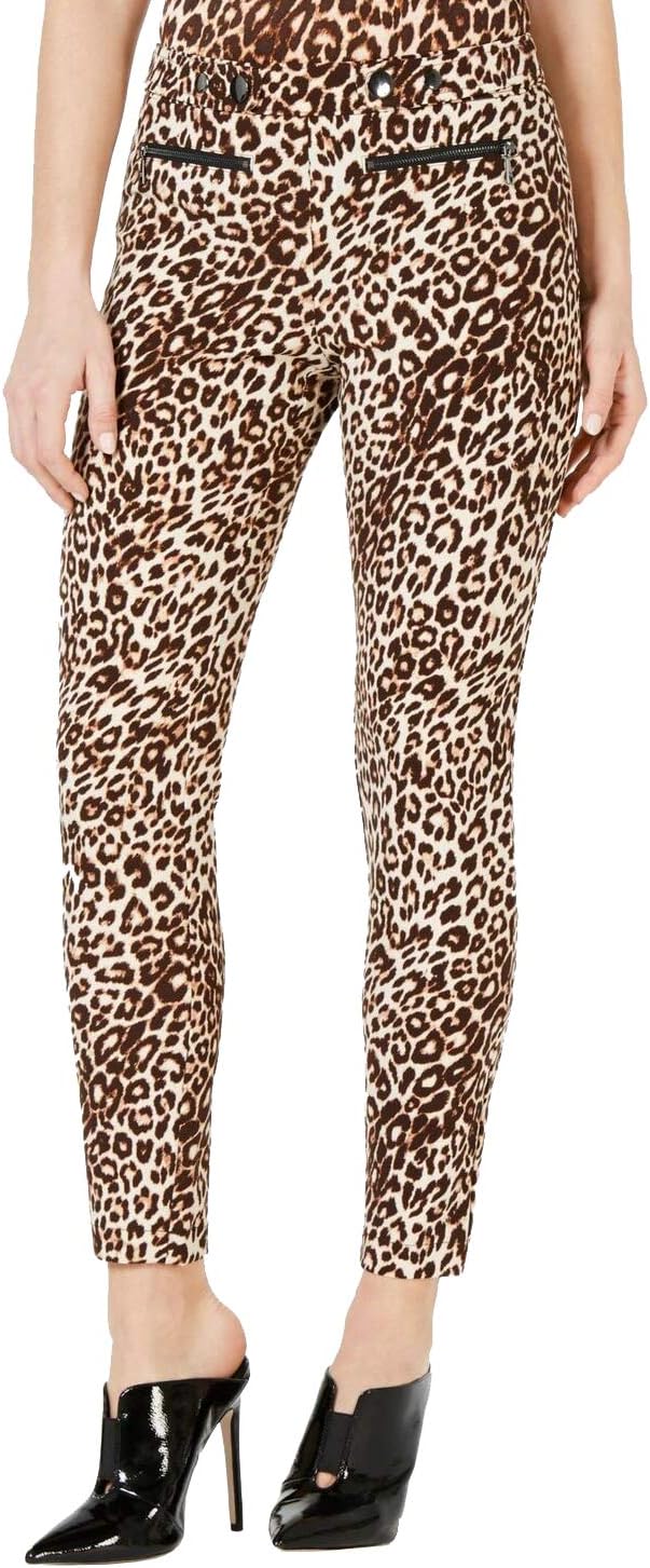 GUESS $89 Womens New Brown Animal Print Double Snap Pants 0 B+B
