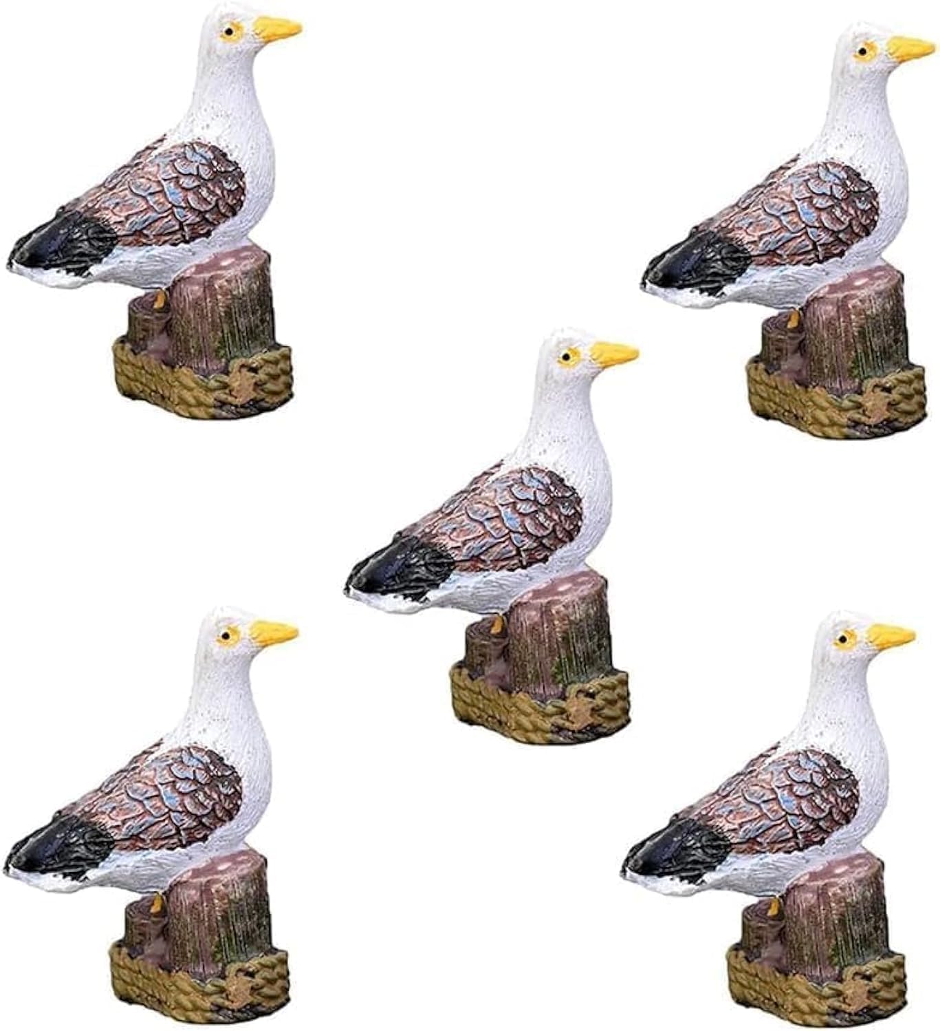 Wwyan White 5Pcs Sea Bird Seagull Stand Stump Miniature Fairy Garden Home Houses Decoration Craft Micro Landscaping Decor Diy Accessories, Outdoor Statues, Garden Sculptures And Statues,Outdoor Decor