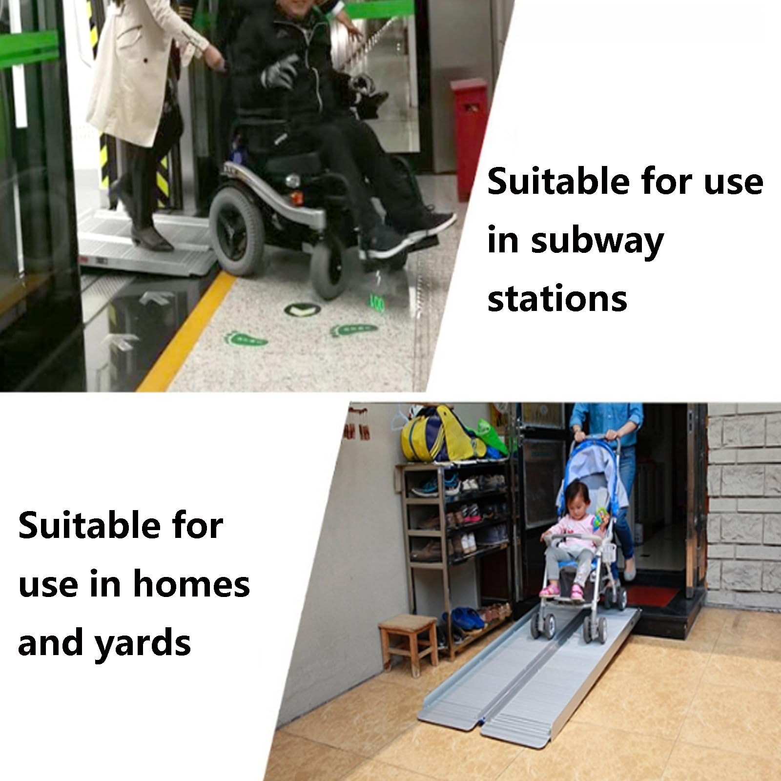 Rampy do skuterów inwalidzkich, Przenośna składana aluminiowa rampa dla wózków inwalidzkich, antypoślizgowa, 300kg, do schodów, wiele rozmiarów(60x72cm)