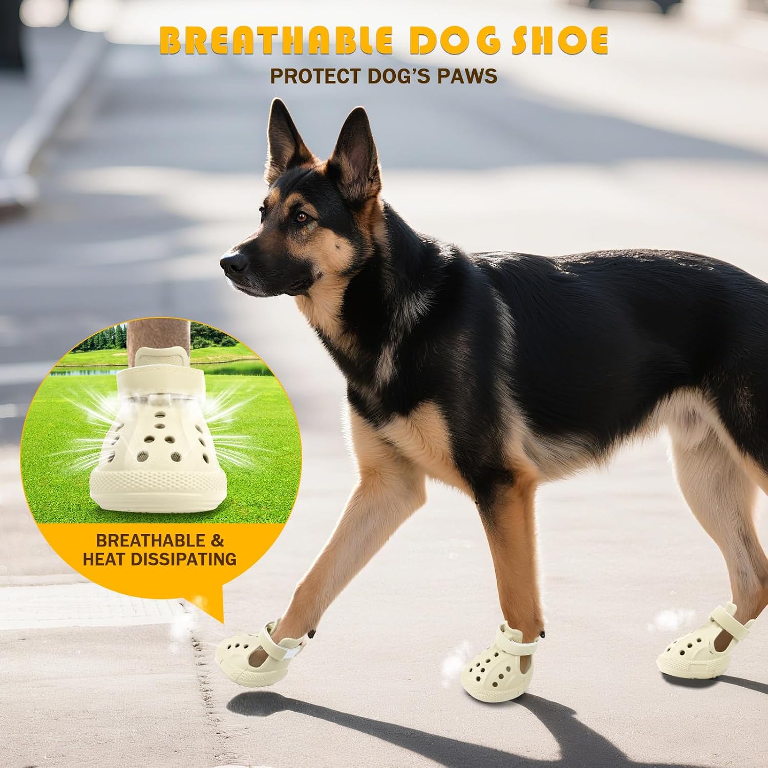 Dog Sandals, Breathable Dog Shoe for Hot Pavement, Anti-Slip & Paw Protectors Pet 4 pack