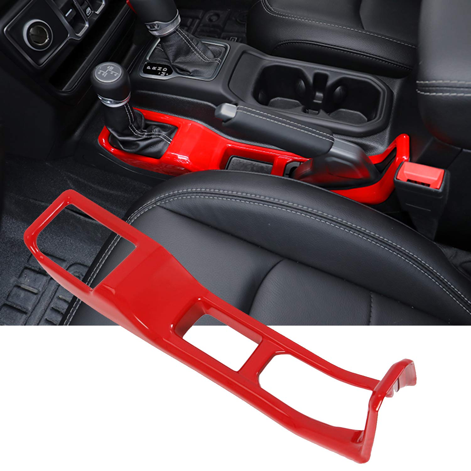Red 4WD Gear Shift Panel Cover Trim For Jeep Wrangler JL JLU 2018 2019 2020 2021 2022 2023